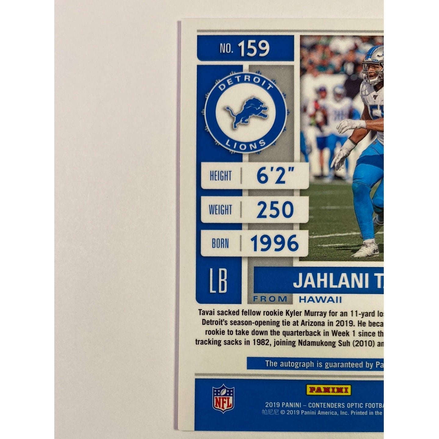 2019 Contenders Optic Jahlani Tavai Silver Holo Auto | Local Legends Cards & Collectibles