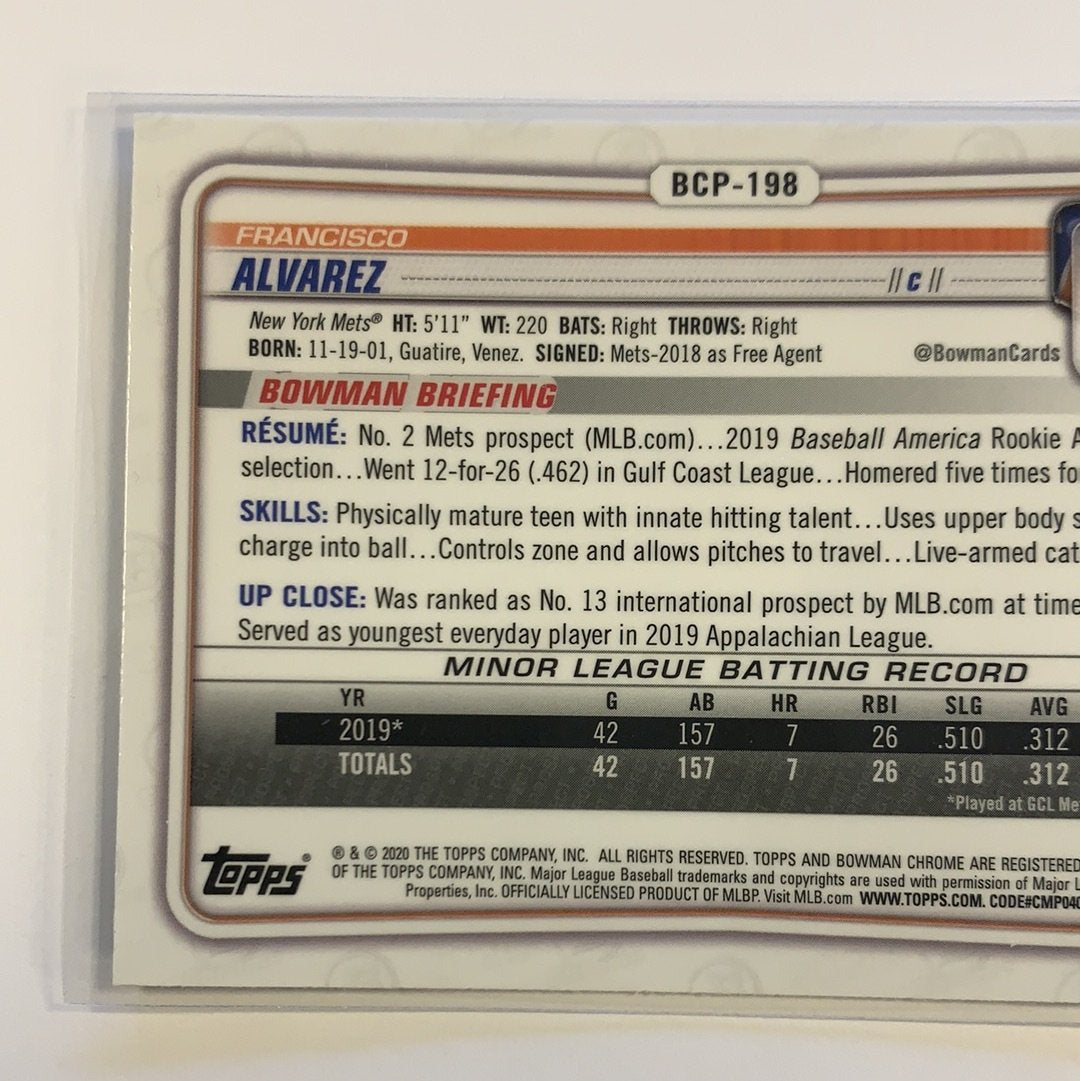 2020 Bowman Chrome Francisco Alvarez Mojo Refractor Local Legends Cards & Collectibles