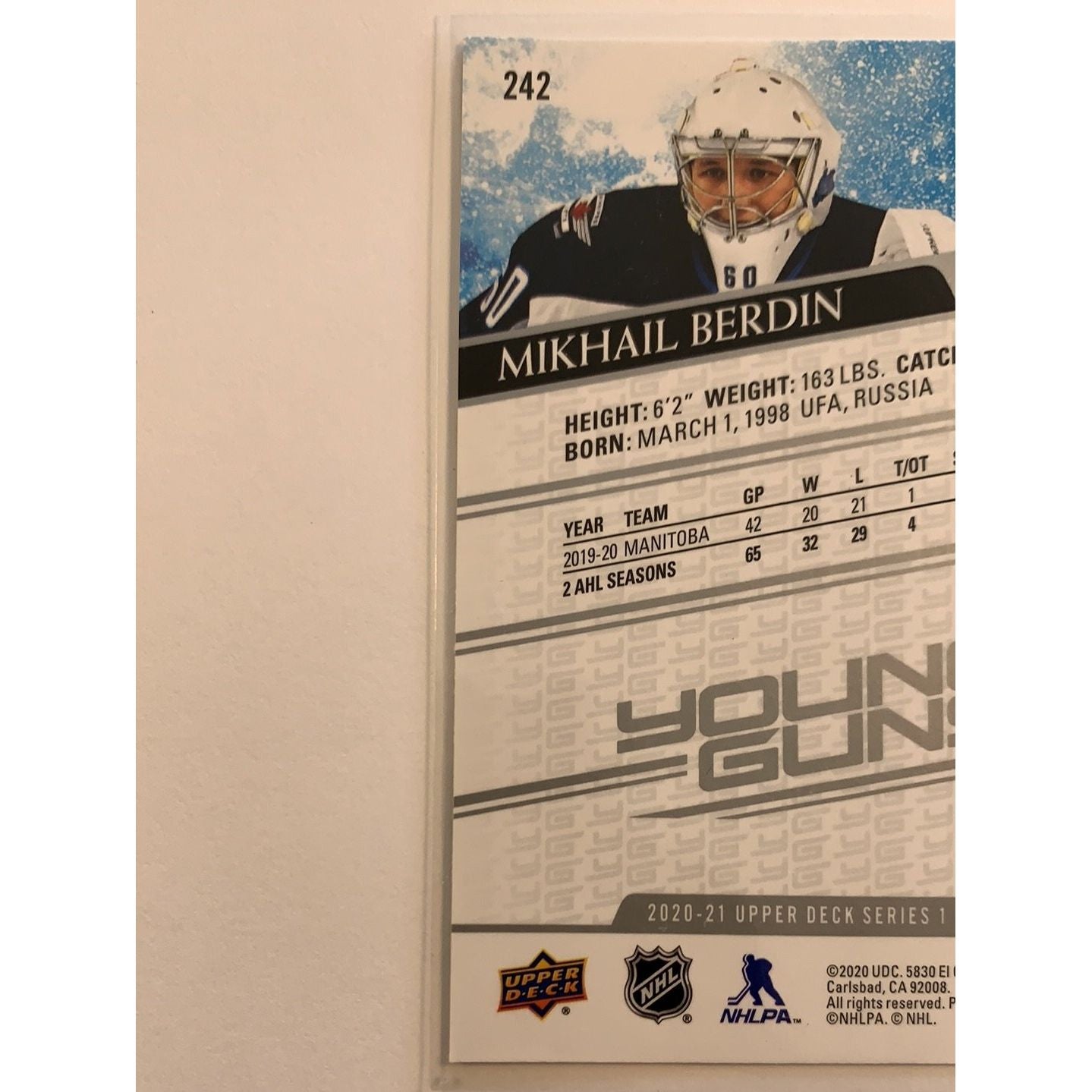 2020-21 Upper Deck Series 1 Mikhail Berdin Young Guns | Local Legends Cards & Collectibles