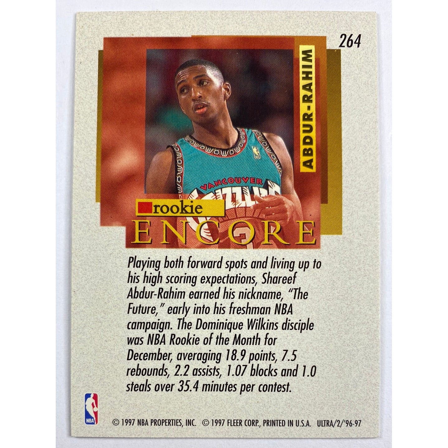 1996-97 Fleer Ultra Shareef Abdur-Rahim Rookie Encore | Local Legends Cards & Collectibles