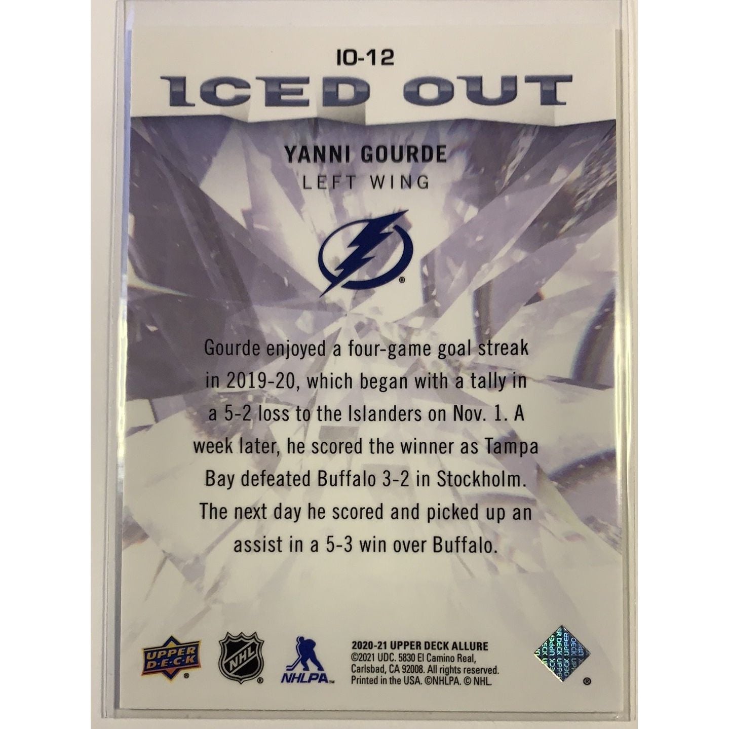 2020-21 Allure Yanni Gourde Iced Out Local Legends Cards & Collectibles