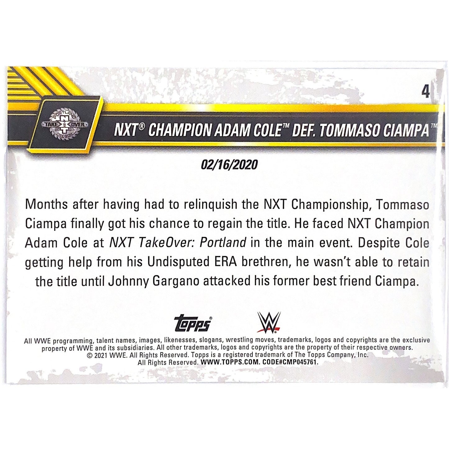 2021 Topps Adam Cole NXT Champion Blue Border 42/50 | Local Legends Cards & Collectibles