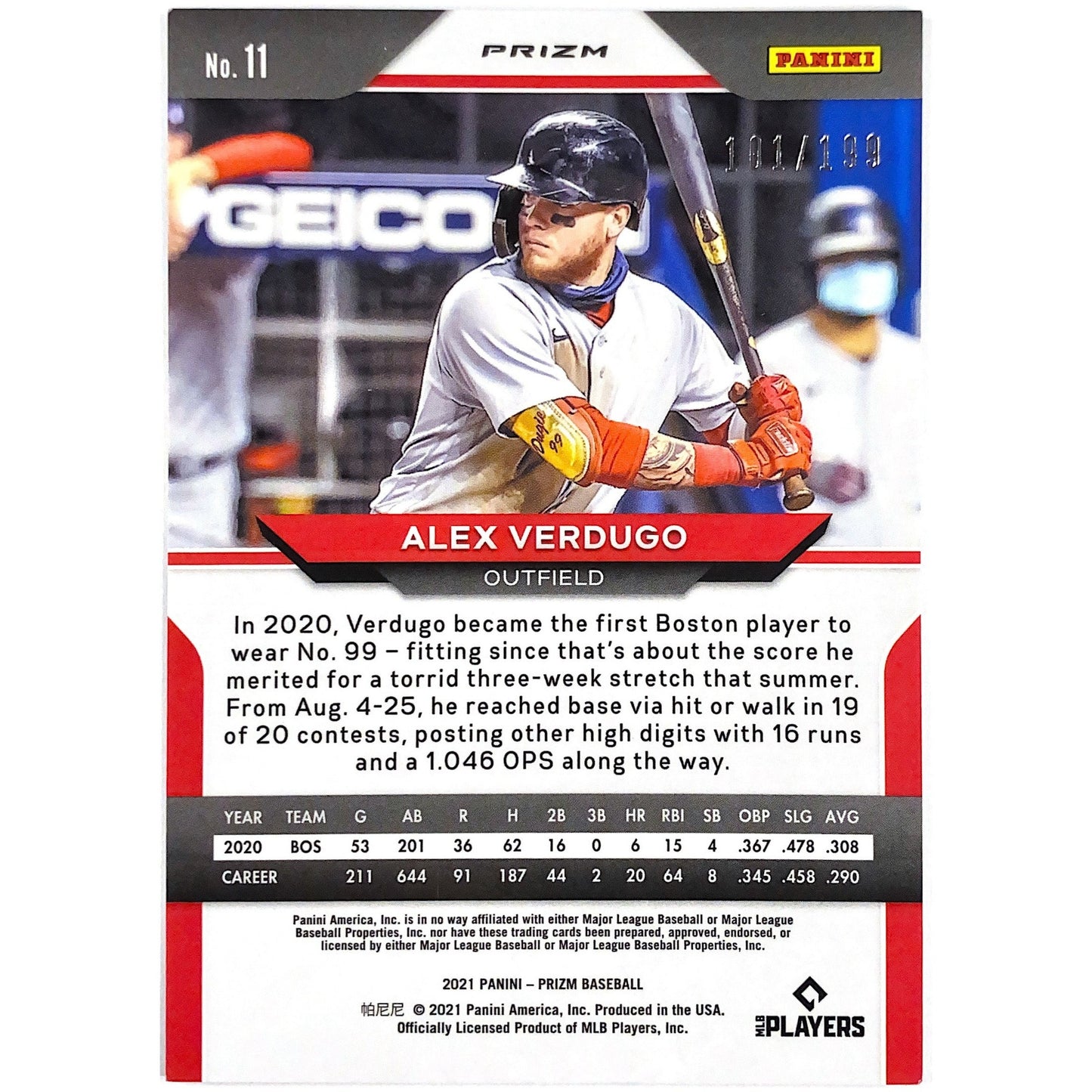 2021 Panini Prizm Alex Verdugo Blue Mojo Prizm /199