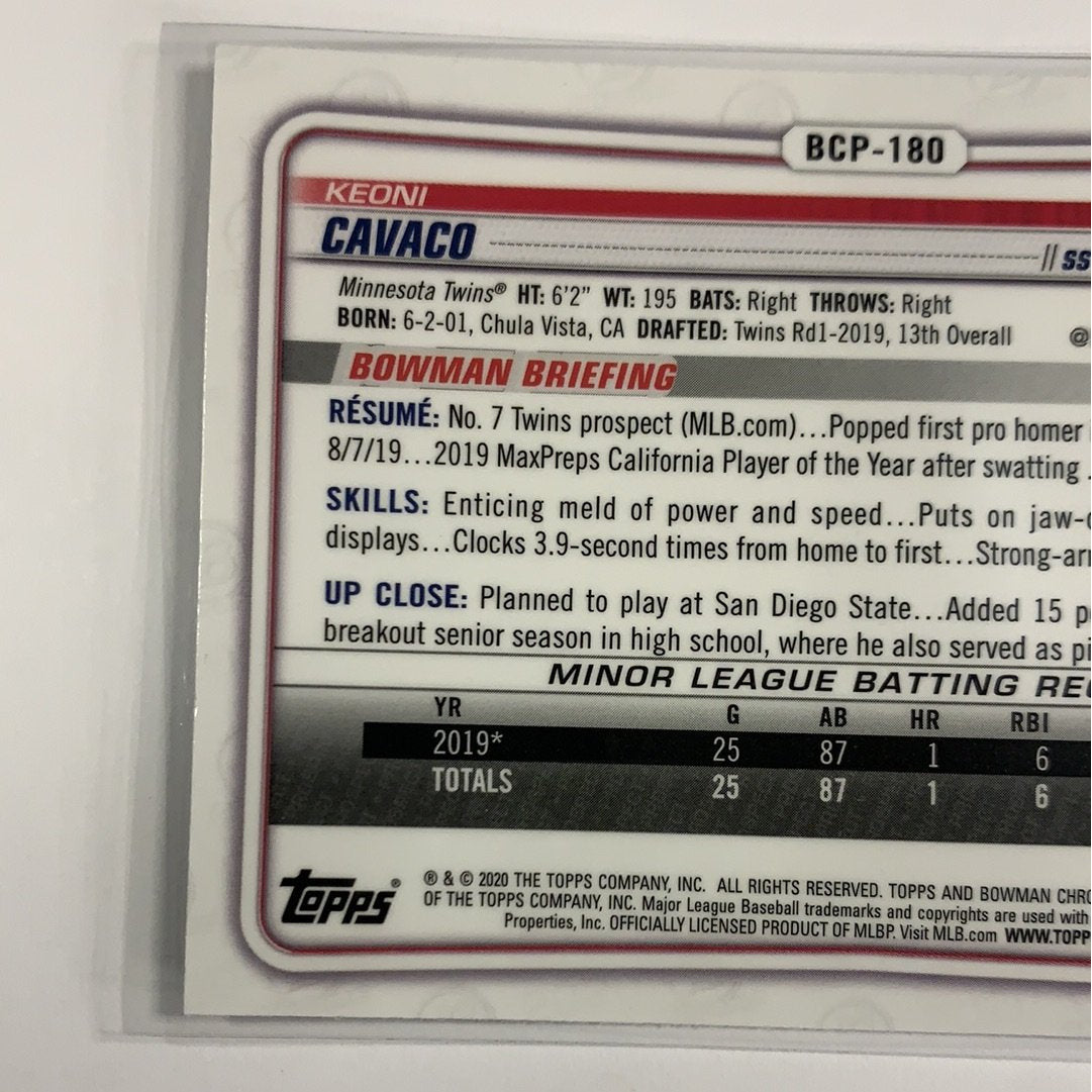 2020 Bowman Chrome Keoni Cavaco Mojo Refractor | Local Legends Cards & Collectibles