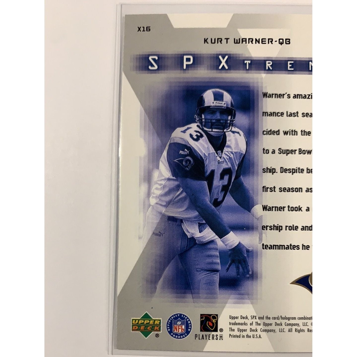 2000 SPx Kurt Warner SP Xtreme Local Legends Cards & Collectibles