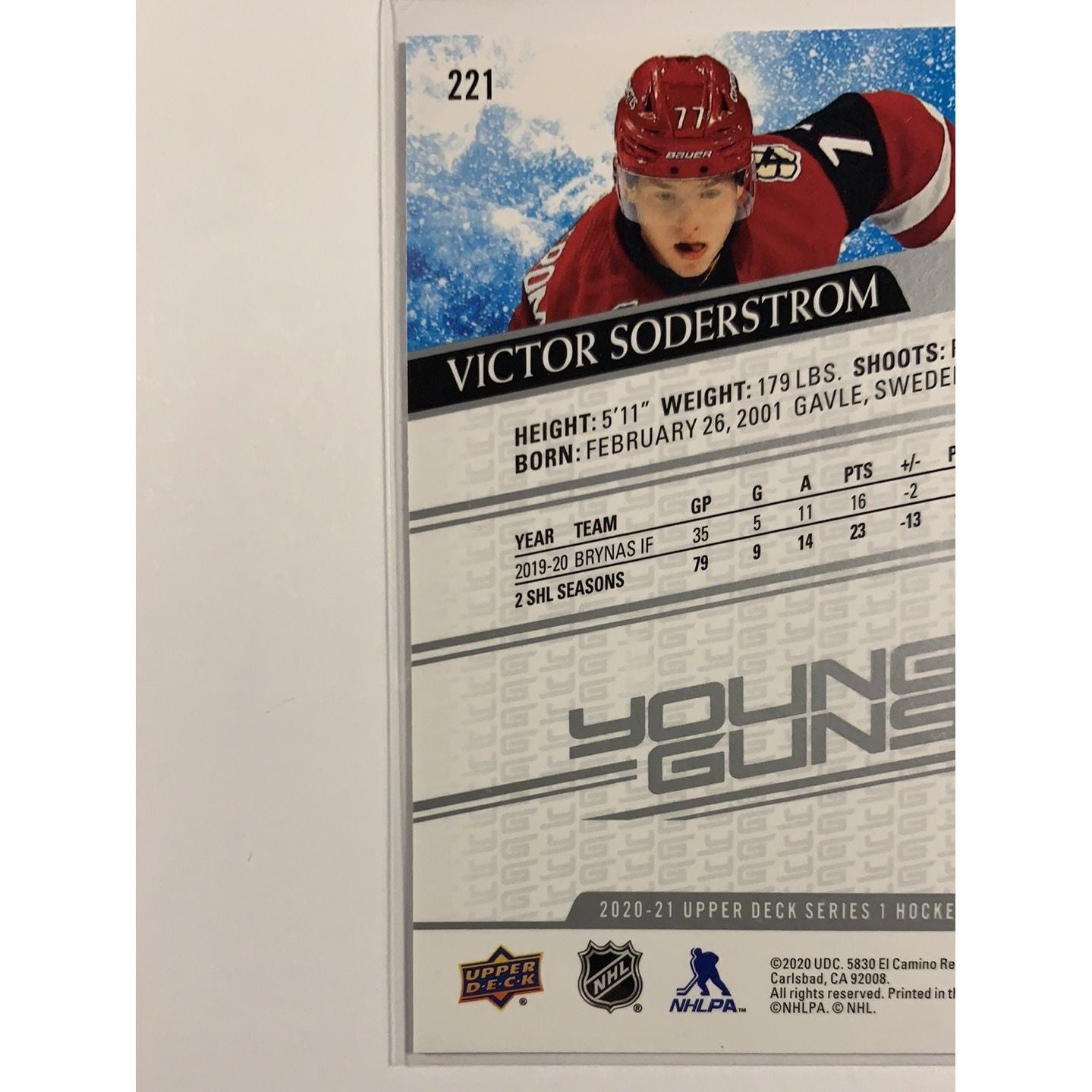 2020-21 Upper Deck Series 1 Victor Soderstrom Young Guns | Local Legends Cards & Collectibles