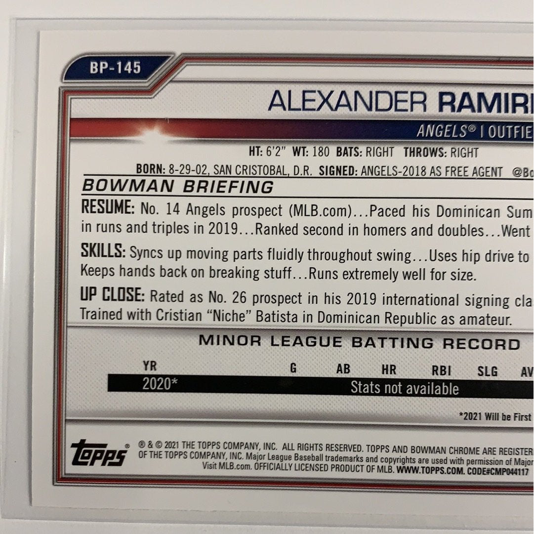 2021 Bowman 1st Alexander Ramirez BP-145 Local Legends Cards & Collectibles