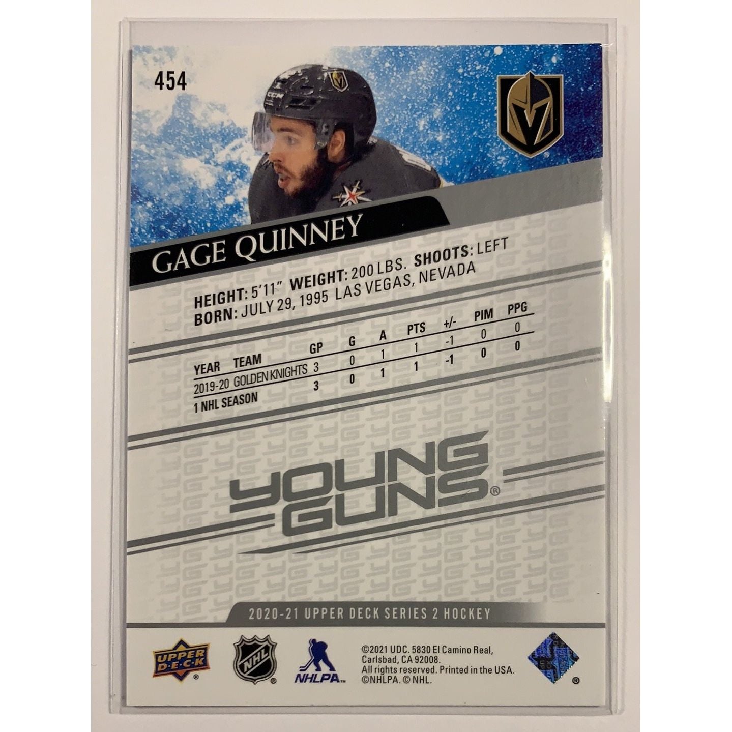 2020-21 Upper Deck Series 2 Gage Quinney Young Guns | Local Legends Cards & Collectibles