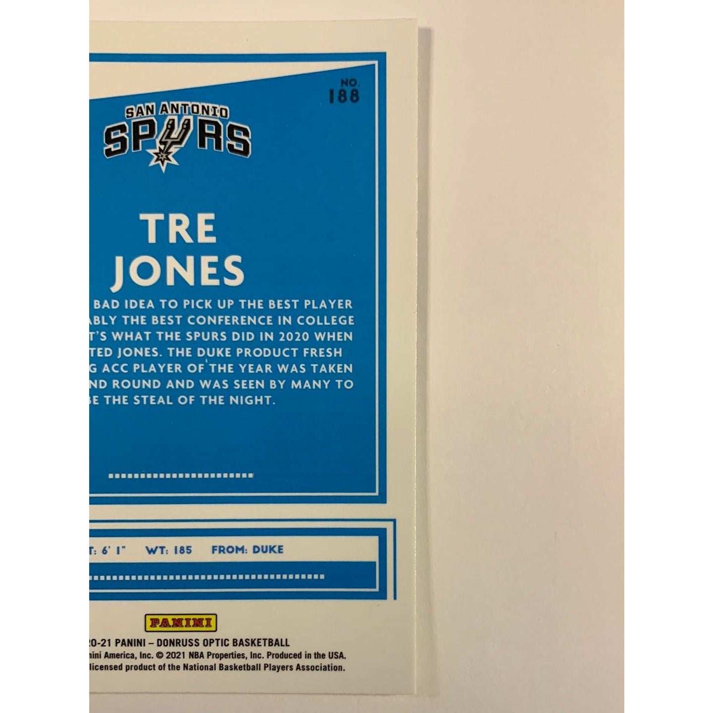 2020-21 Donruss Optic Tre Jones Rated Rookie