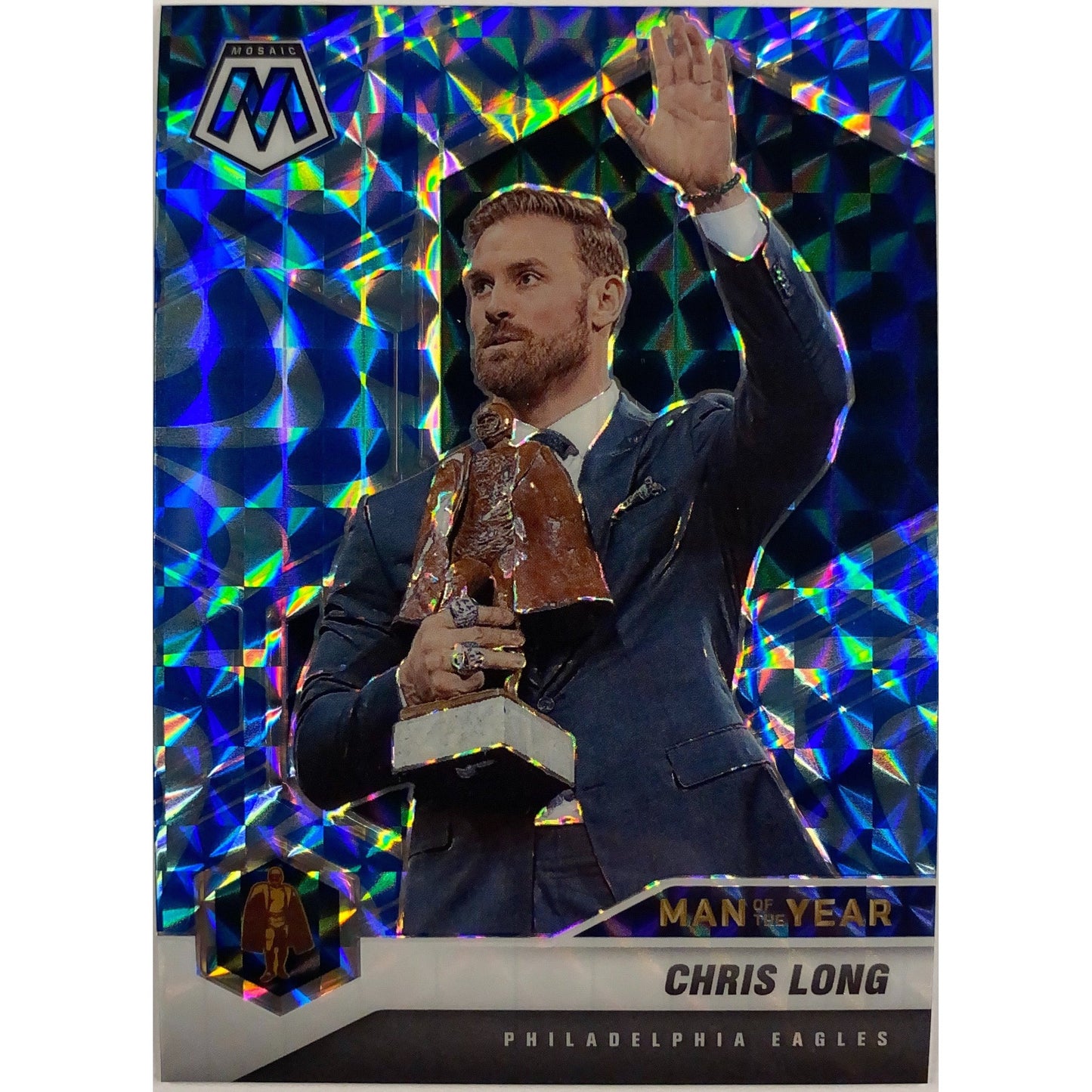 2021 Mosaic Chris Long Man of the Year Blue Reactive Mosaic Prizm