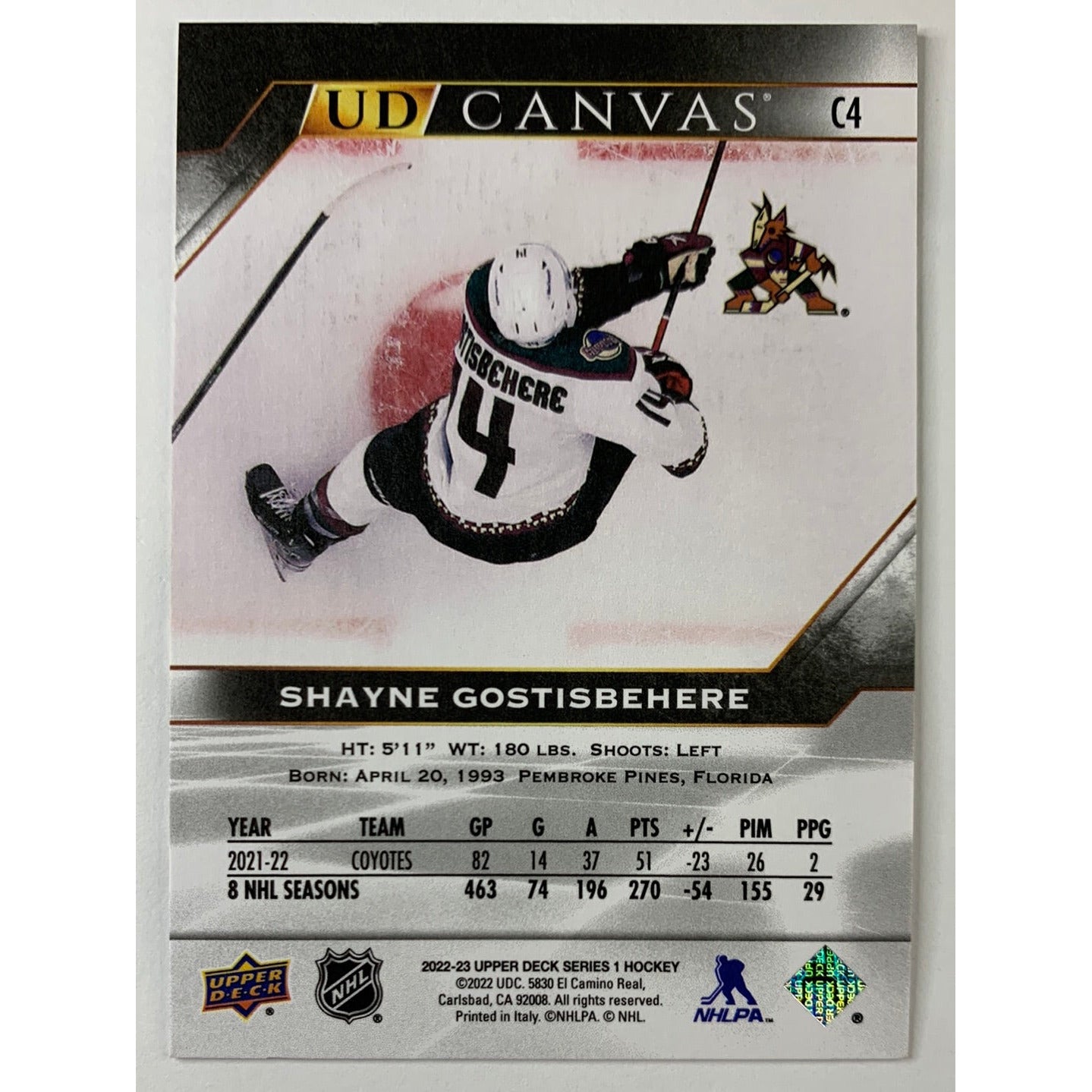 2022-23 Series 1 Shane Gostisbehere Black And White Canvas | Local Legends Cards & Collectibles