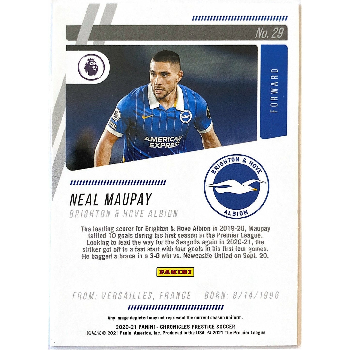 2020-21 Prestige Neal Maupay Blue Circles | Local Legends Cards & Collectibles