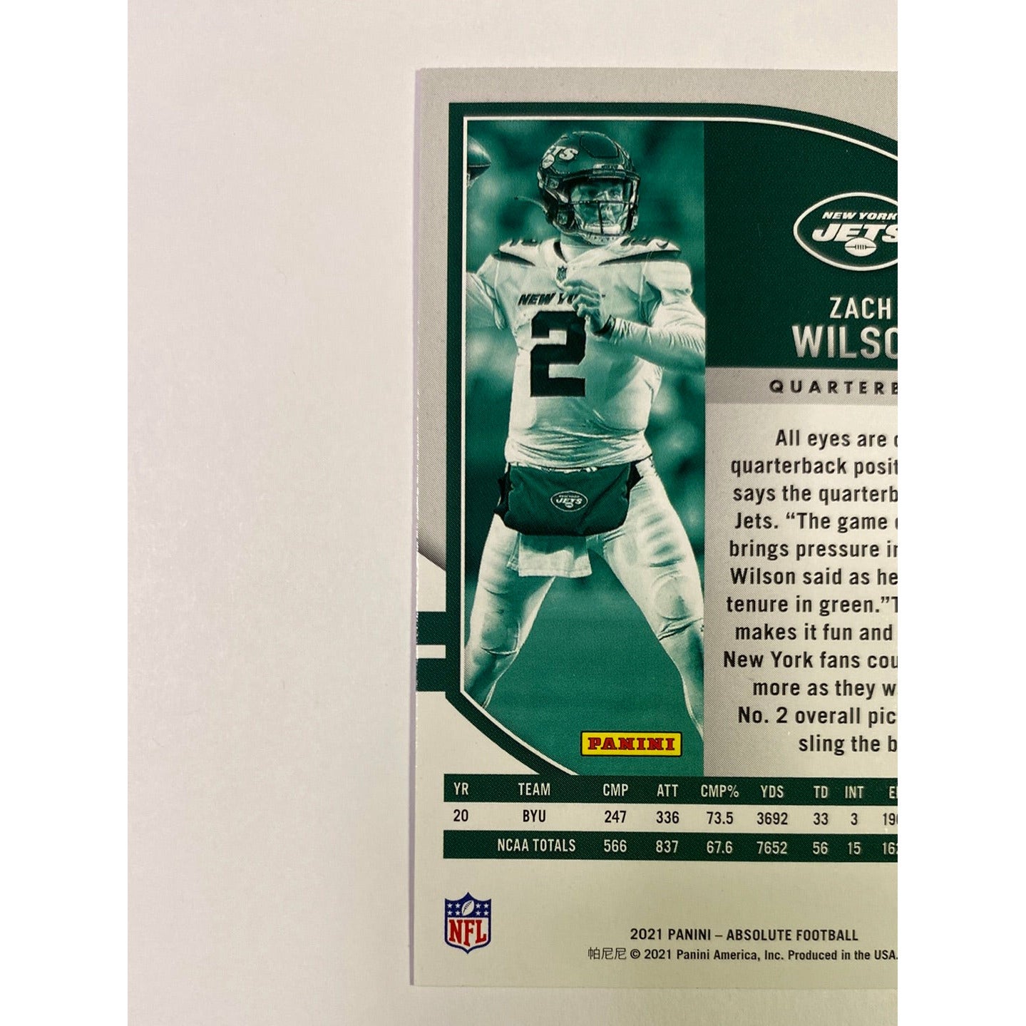 2021 Absolute Zach Wilson RC | Local Legends Cards & Collectibles