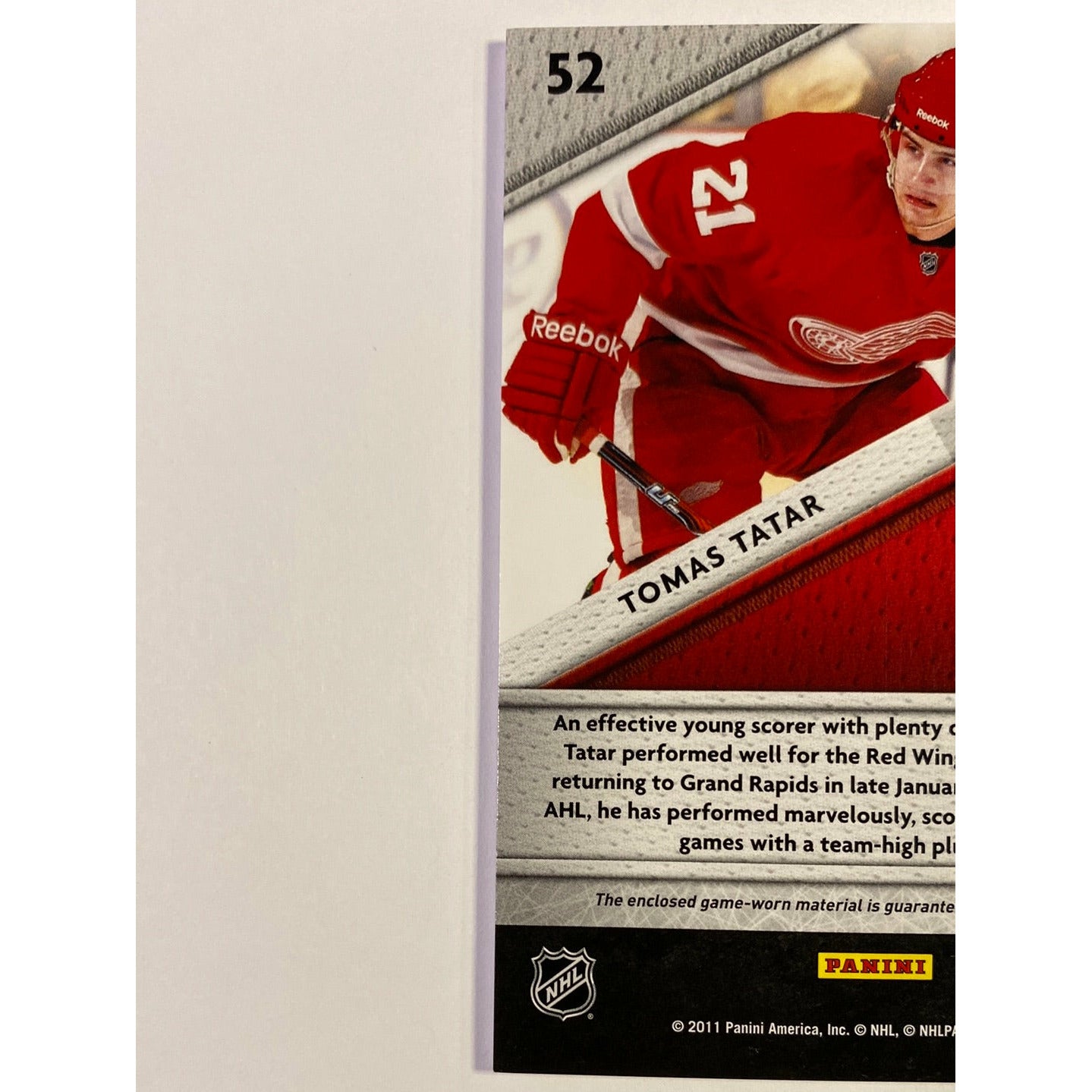 2011-12 Panini Certified Tomas Tatar Fabric of the Game /399 | Local Legends Cards & Collectibles