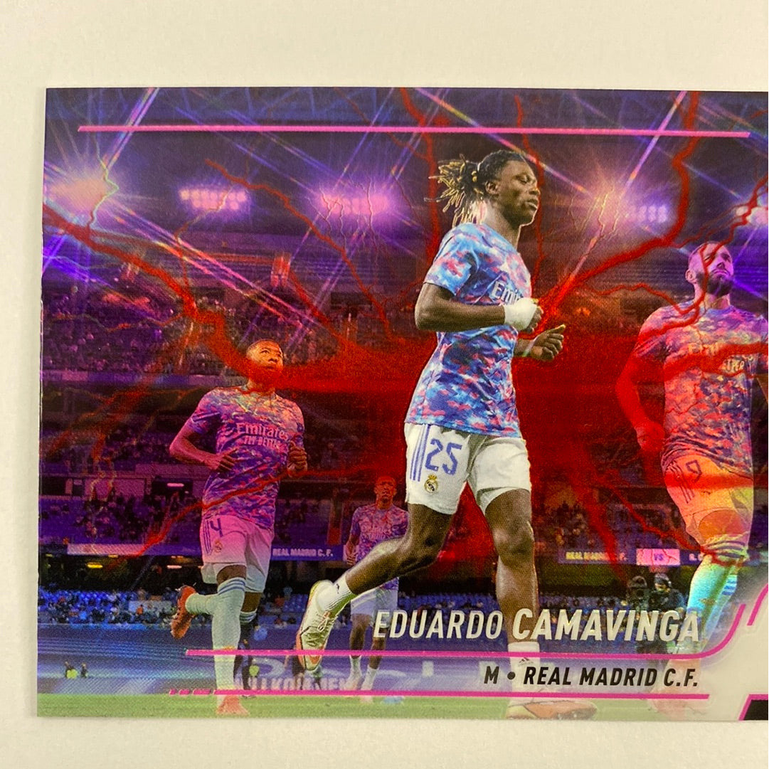 2022 Stadium Club Chrome Eduardo Camavinga Pink Electric Charge Refractor