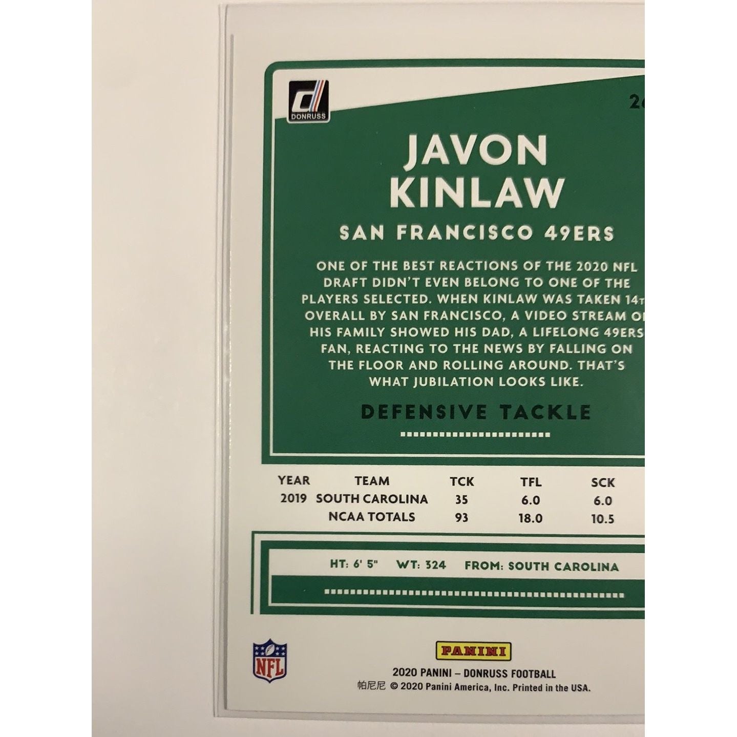 2020 Donruss Javon Kinlaw RC | Local Legends Cards & Collectibles