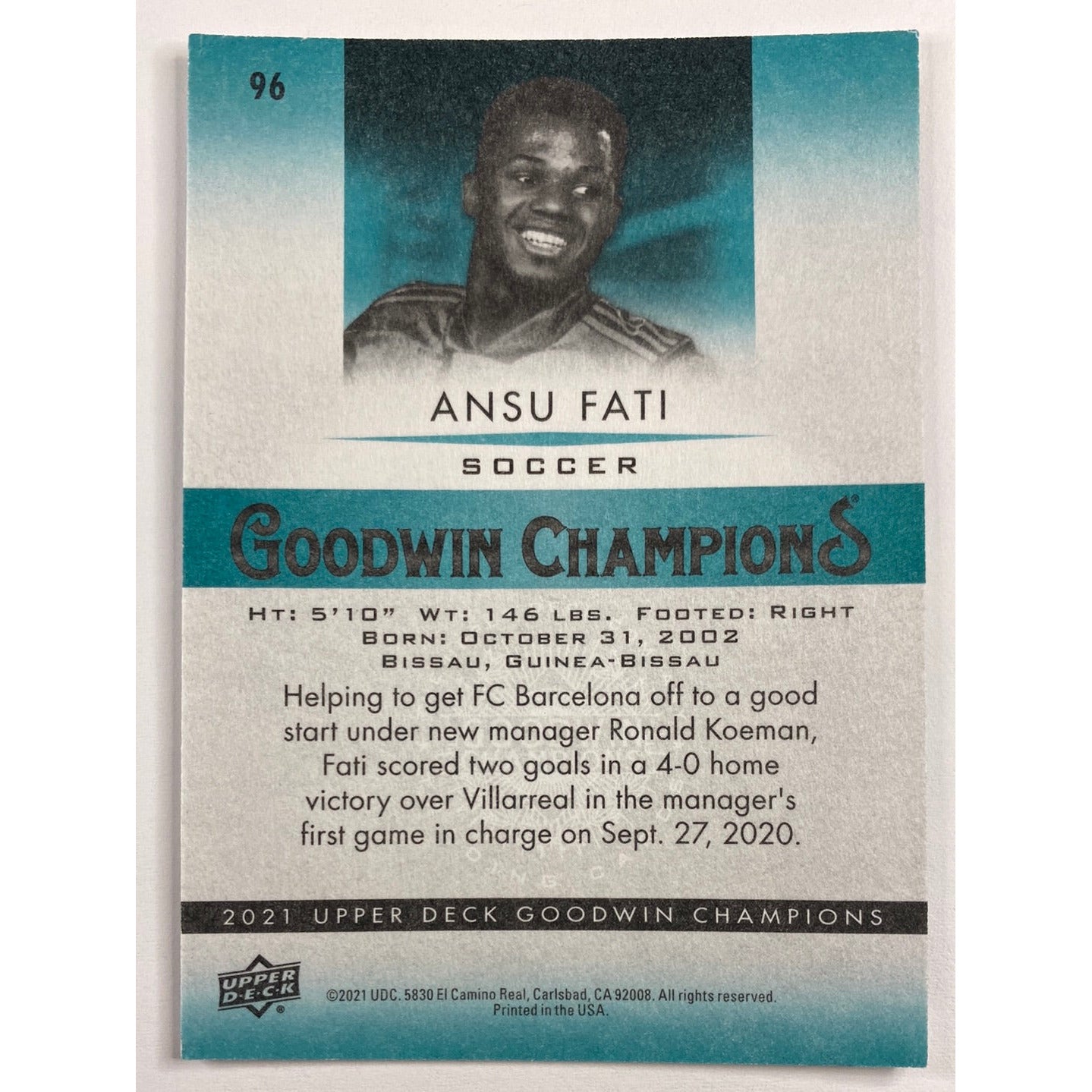 2021 Upper Deck Goodwin Champions Ansu Fati | Local Legends Cards & Collectibles