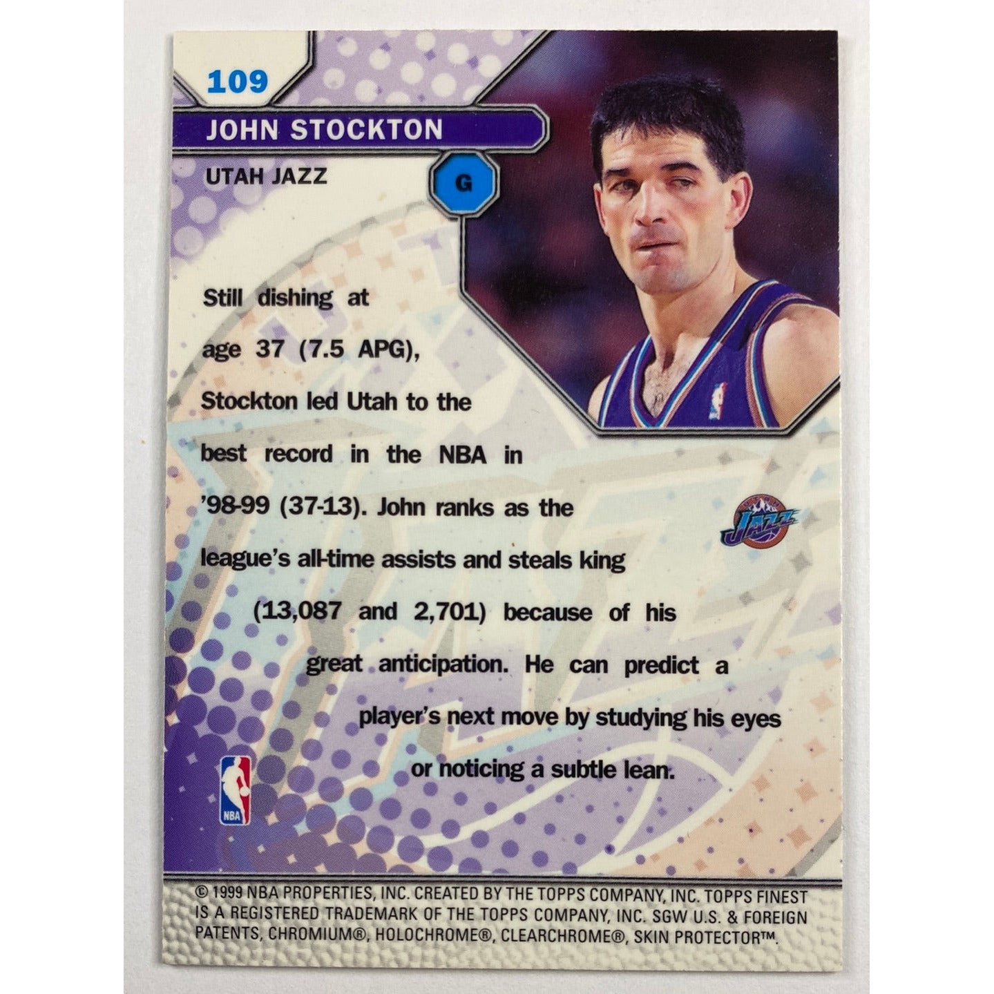 1999-00 Topps Finest John Stockton Gems Skin On | Local Legends Cards & Collectibles