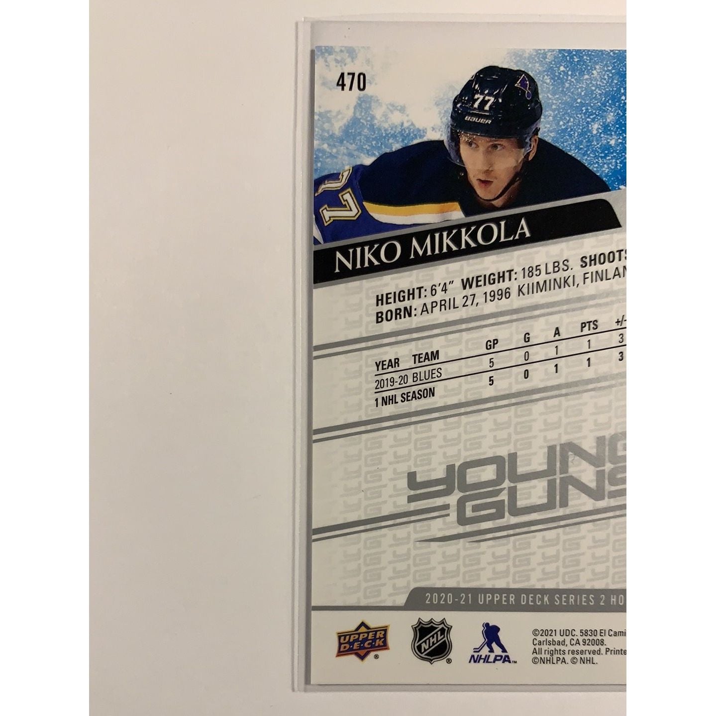 2020-21 Upper Deck Series 2 Niko Mikkola Young Guns | Local Legends Cards & Collectibles