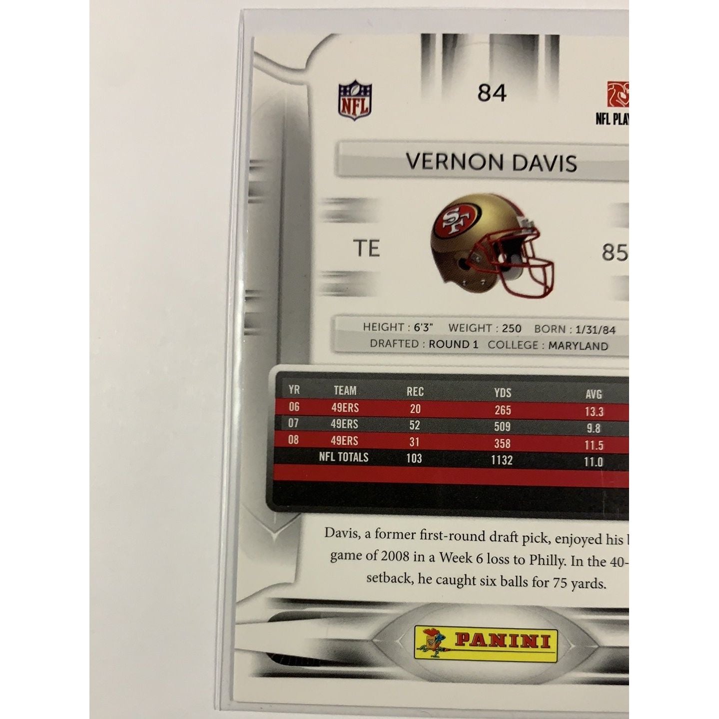 2009 Panini Vernon Davis Base #84 Local Legends Cards & Collectibles