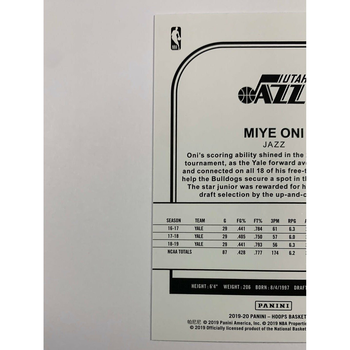 2019-20 Hoops Miye Oni RC | Local Legends Cards & Collectibles