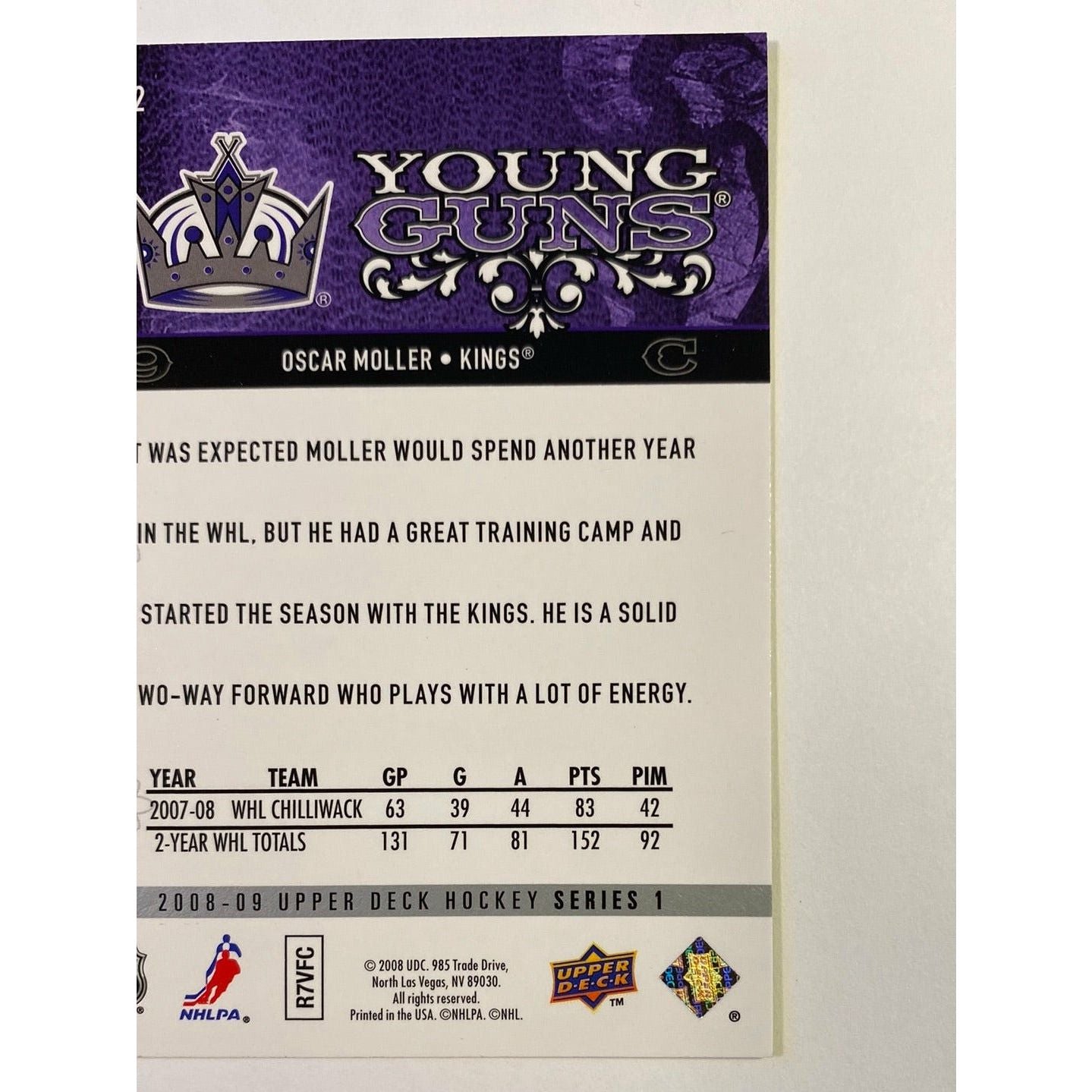 2008-09 Upper Deck Series 1 Oscar Moller Young Guns | Local Legends Cards & Collectibles