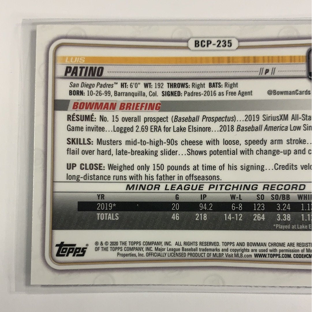 2020 Bowman Chrome Luis Patino Mojo Refractor | Local Legends Cards & Collectibles