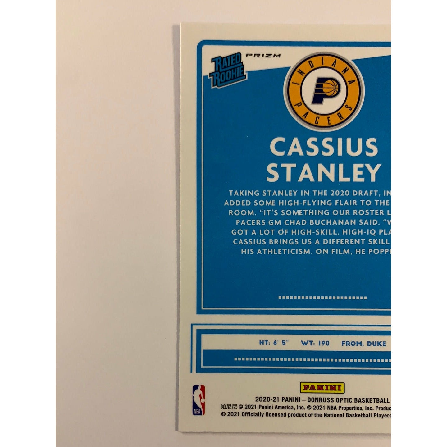 2020-21 Donruss Optic Cassius Stanley Blue Velocity Prizm Rated Rookie | Local Legends Cards & Collectibles