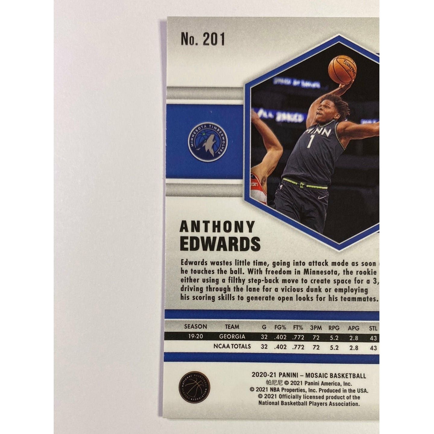 2020-21 Mosaic Anthony Edwards RC | Local Legends Cards & Collectibles