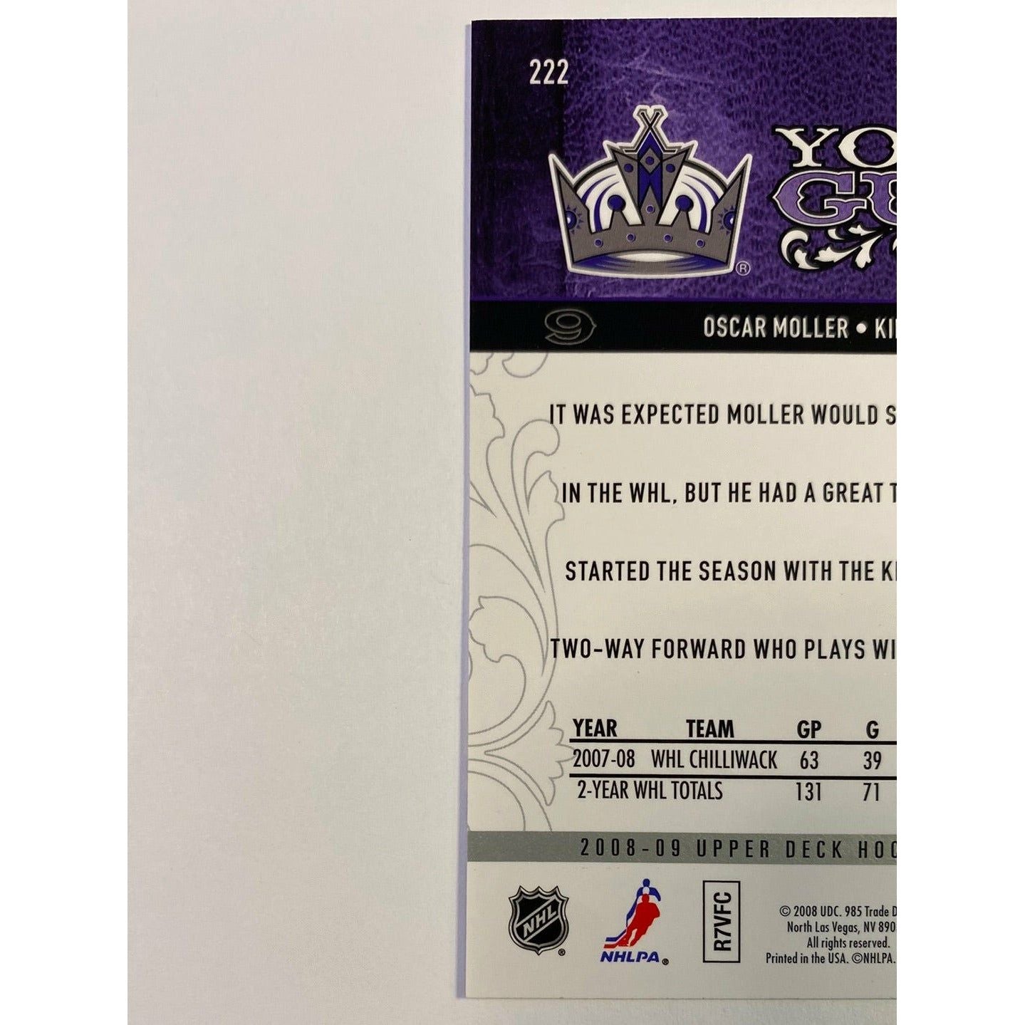 2008-09 Upper Deck Series 1 Oscar Moller Young Guns | Local Legends Cards & Collectibles