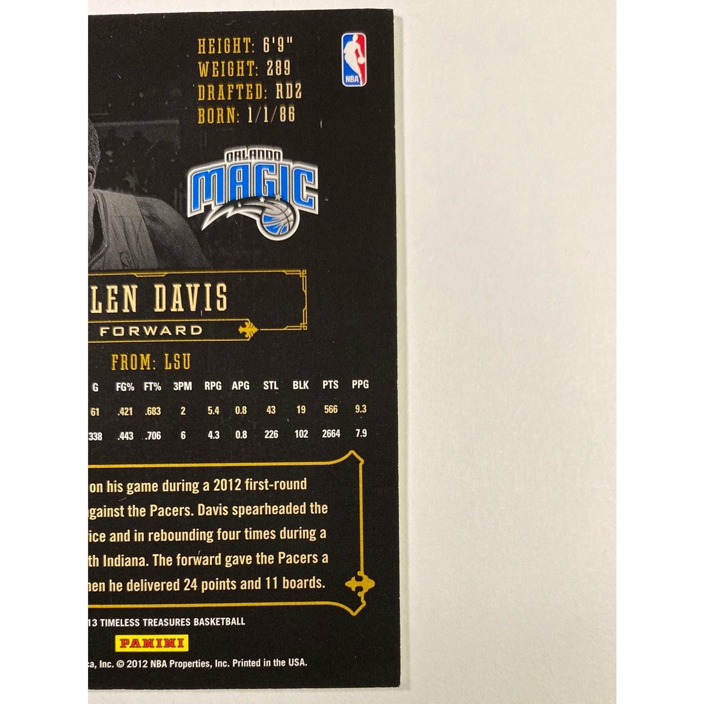 2012-13 Timeless Treasures Glen “Big Baby” Davis Local Legends Cards & Collectibles
