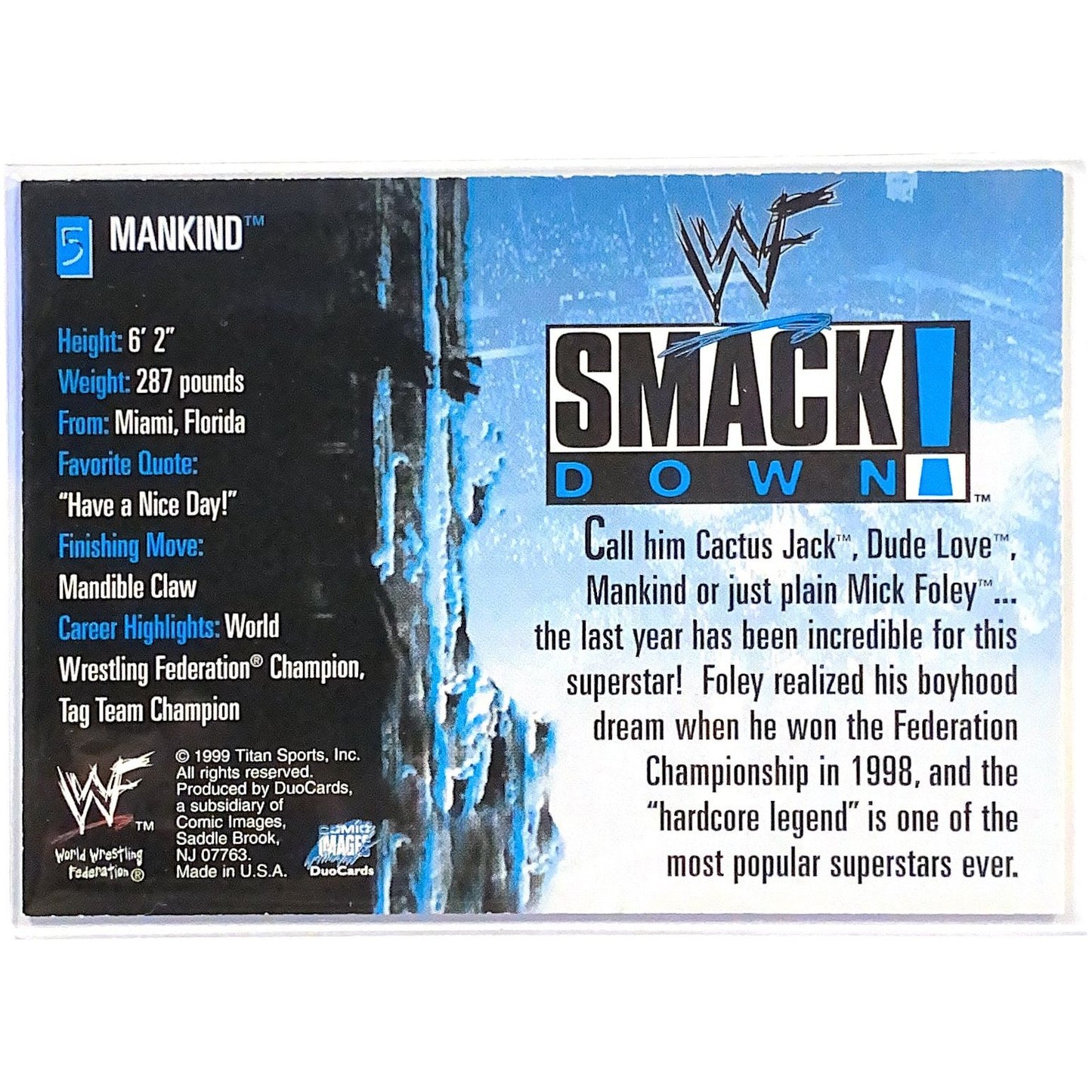 1999 Titan Sports Comic Images Mankind WWF Smackdown! #5 Local Legends Cards & Collectibles
