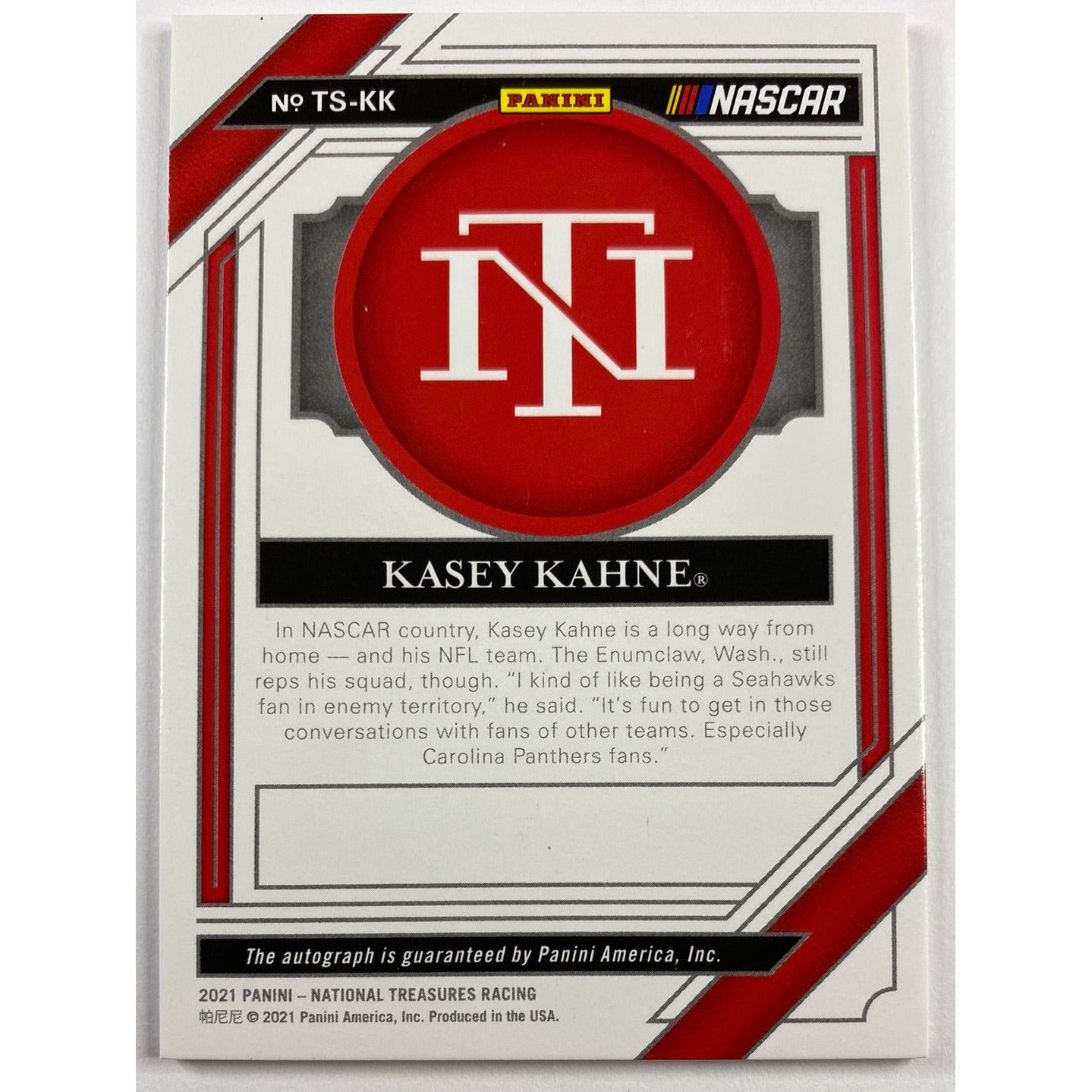 2021 National Treasures Kasey Kahne Trackside Signatures Auto 05/99