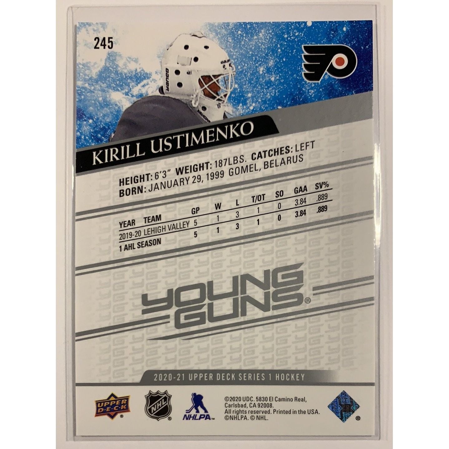 2020-21 Upper Deck Series 1 Kirill Ustimenko Young Guns | Local Legends Cards & Collectibles