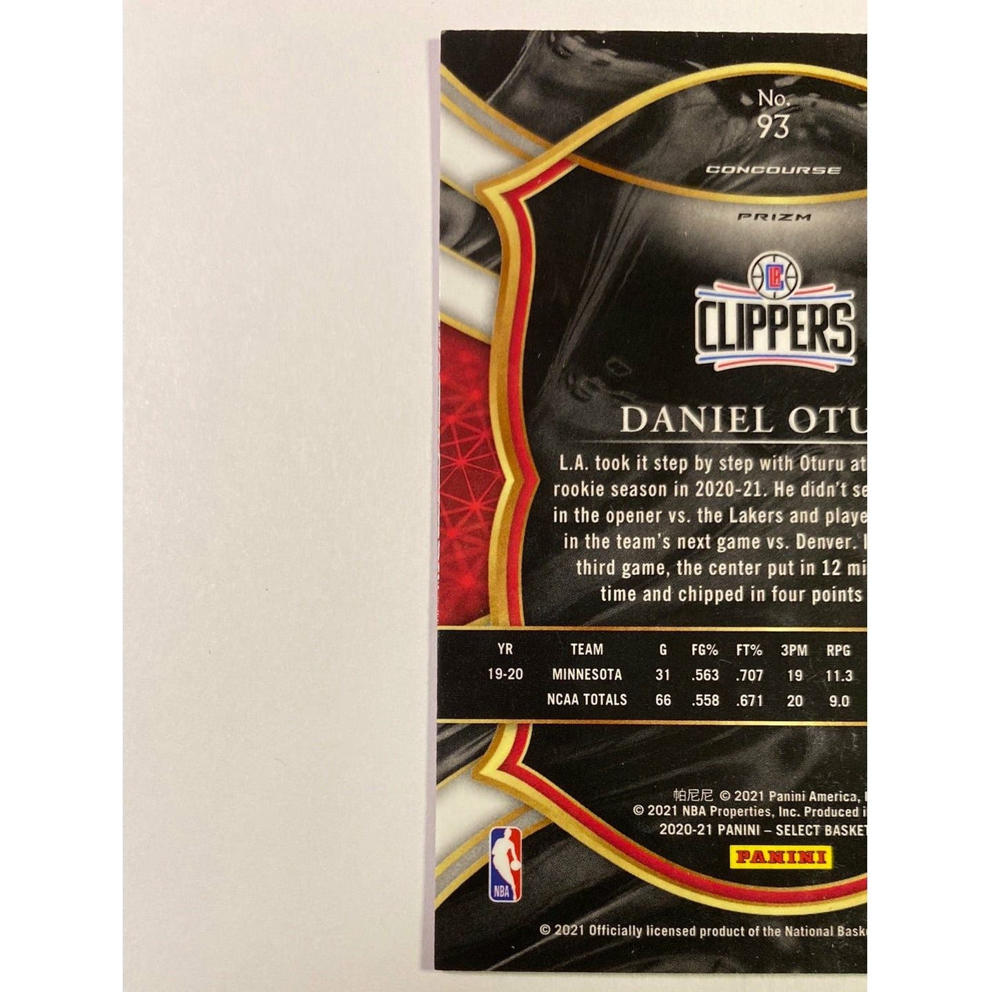 2020-21 Select Daniel Oturu Concourse Level Red Wave RC | Local Legends Cards & Collectibles