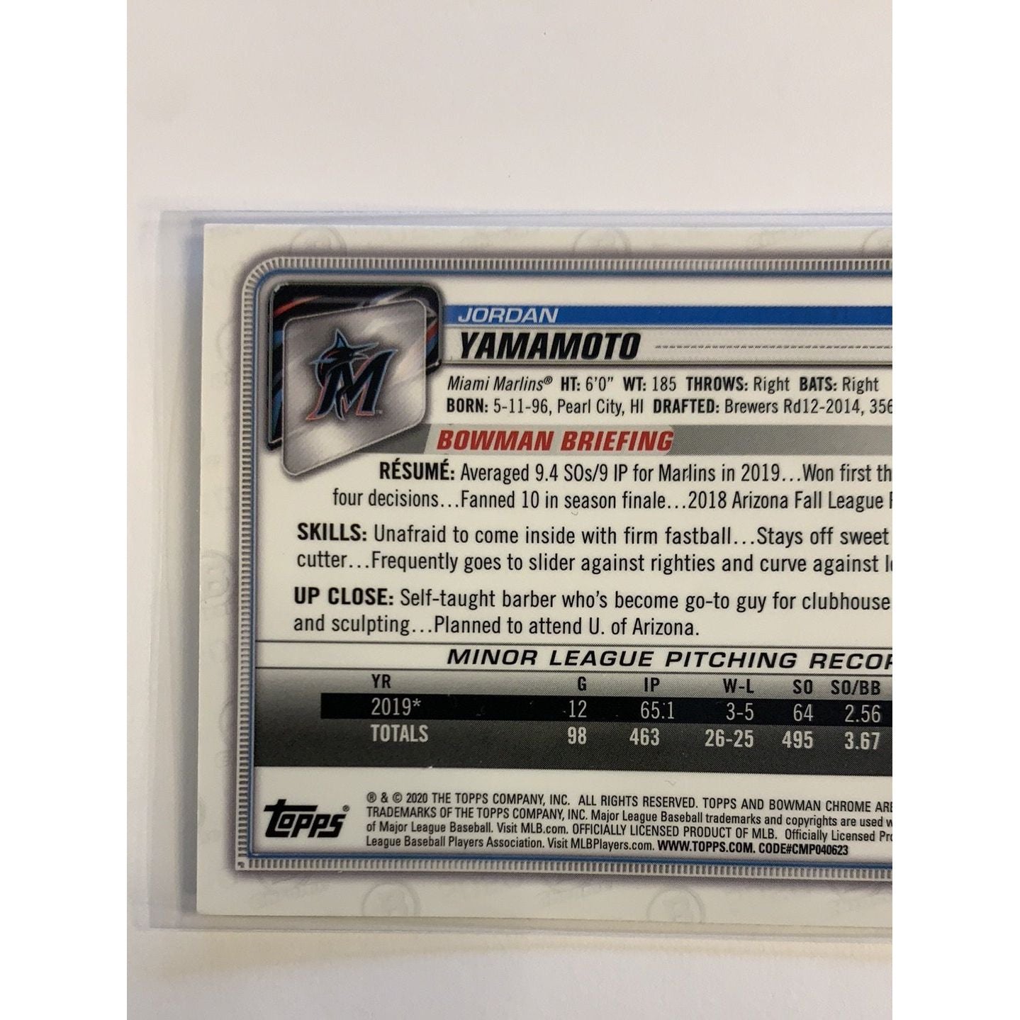 2020 Bowman Chrome Jordan Yamamoto RC | Local Legends Cards & Collectibles