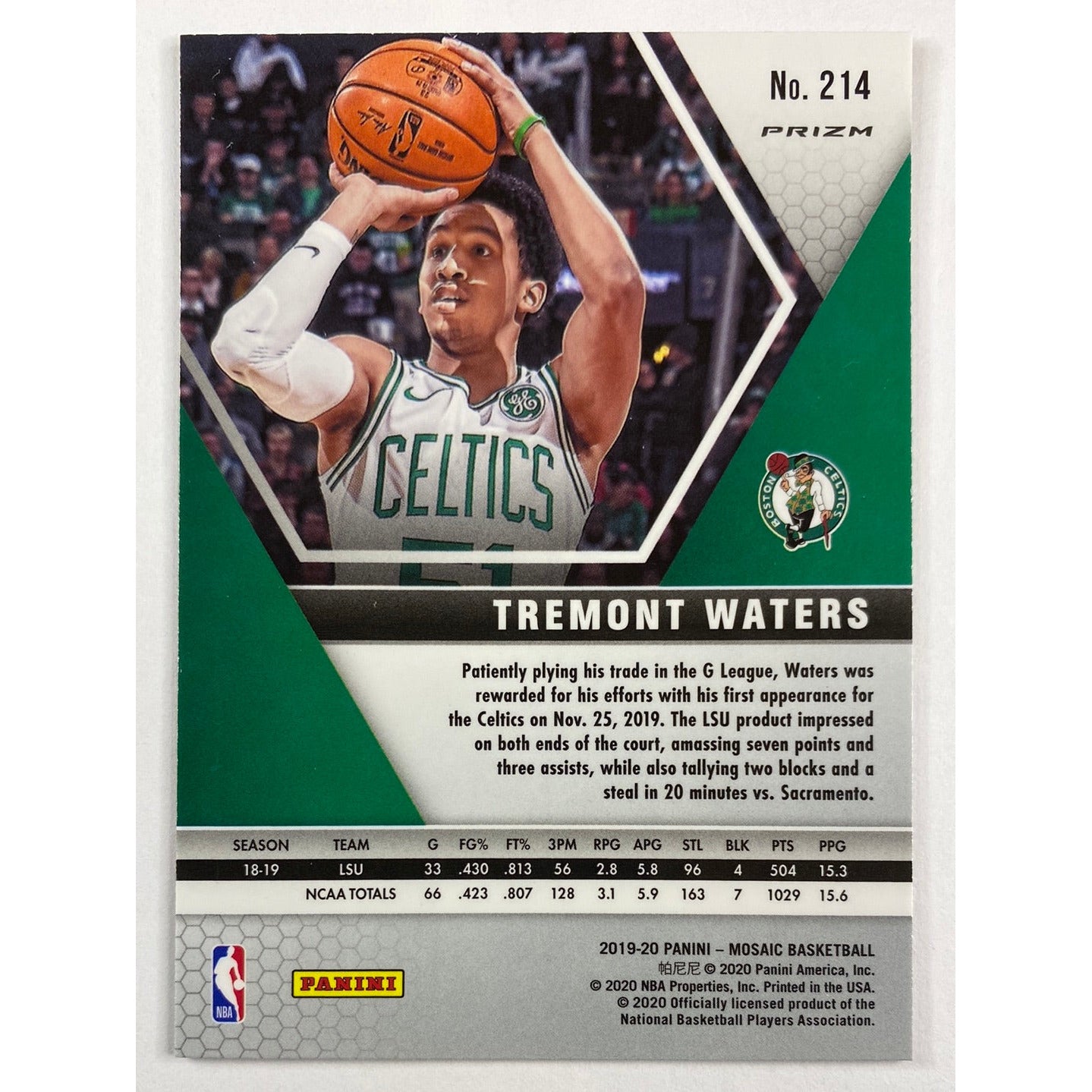 2019-20 Mosaic Tremont Waters Orange Reactive Prizm RC | Local Legends Cards & Collectibles