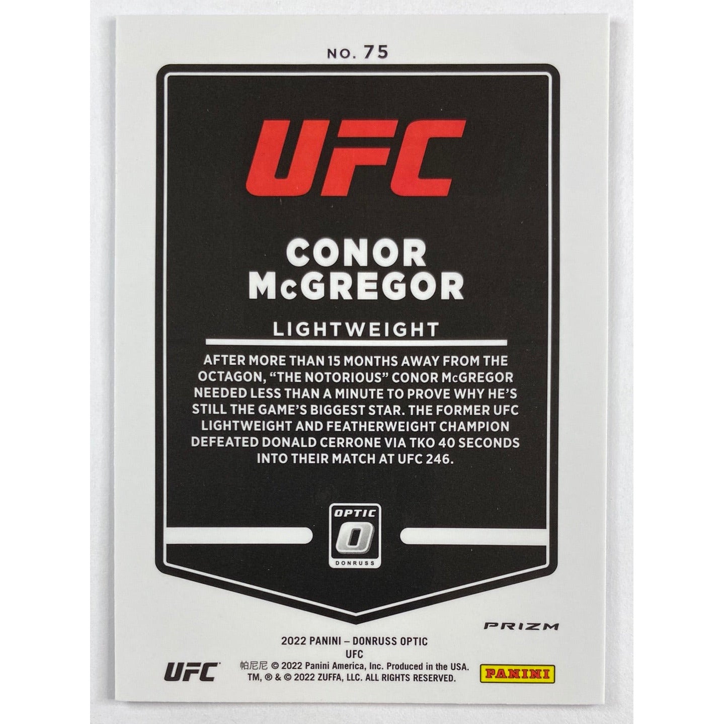 2022 Donruss Optic Connor Mcgregor Purple Holo Prizm