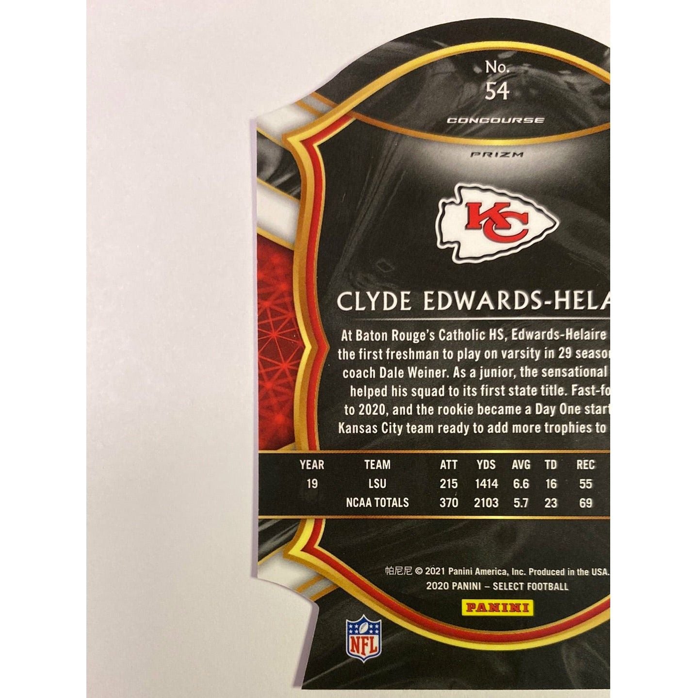 2020 Select Clyde Edwards-Helaire Concourse Level Maroon Die Cut Prizm | Local Legends Cards & Collectibles