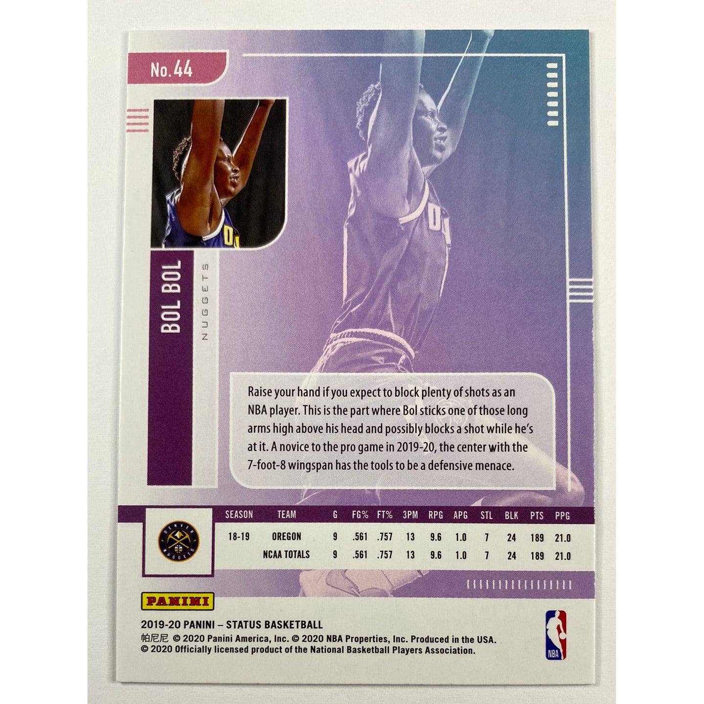 2019-20 Panini Status Bol Bol RC | Local Legends Cards & Collectibles