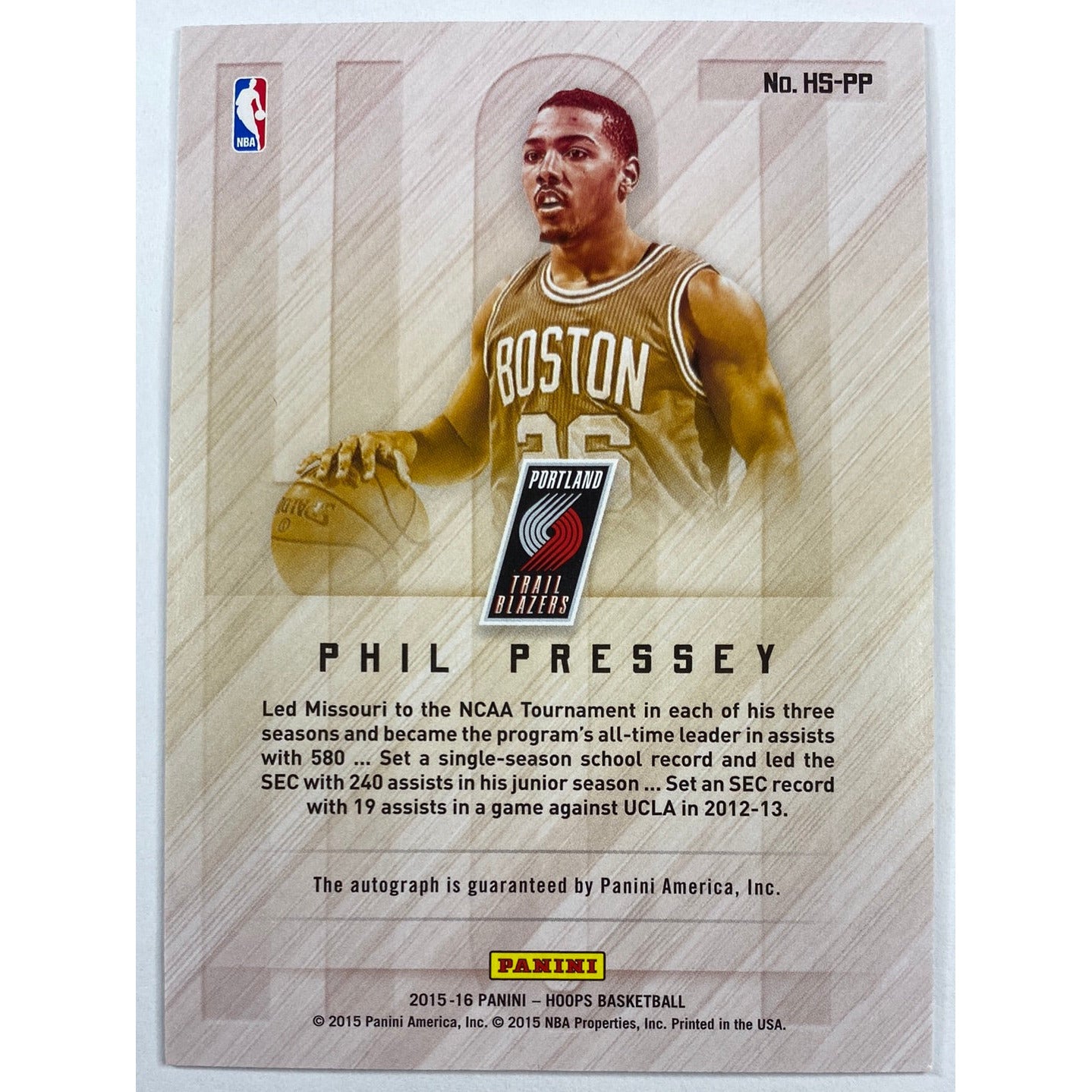 2015-16 Hoops Phil Pressey Hot Signatures