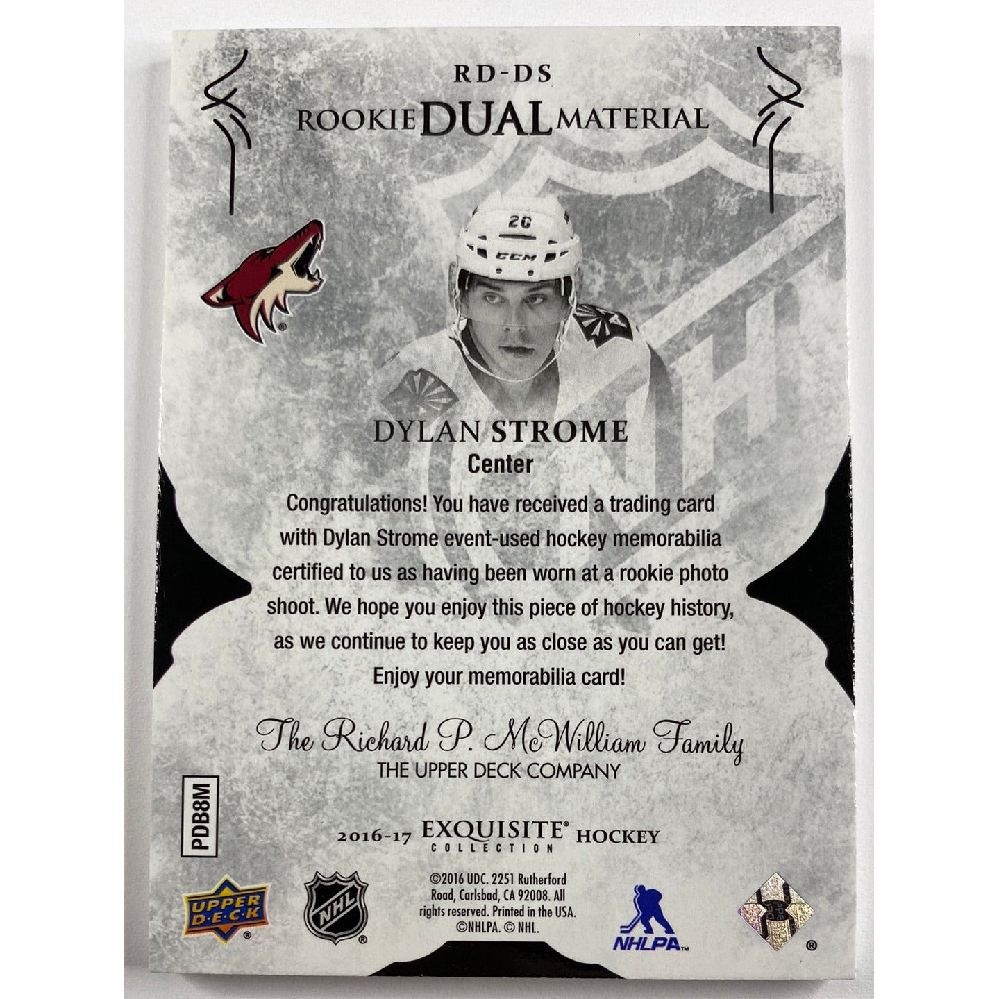 2016-17 Exquisite Collection Dylan Strome Rookie Dual Material /99 | Local Legends Cards & Collectibles