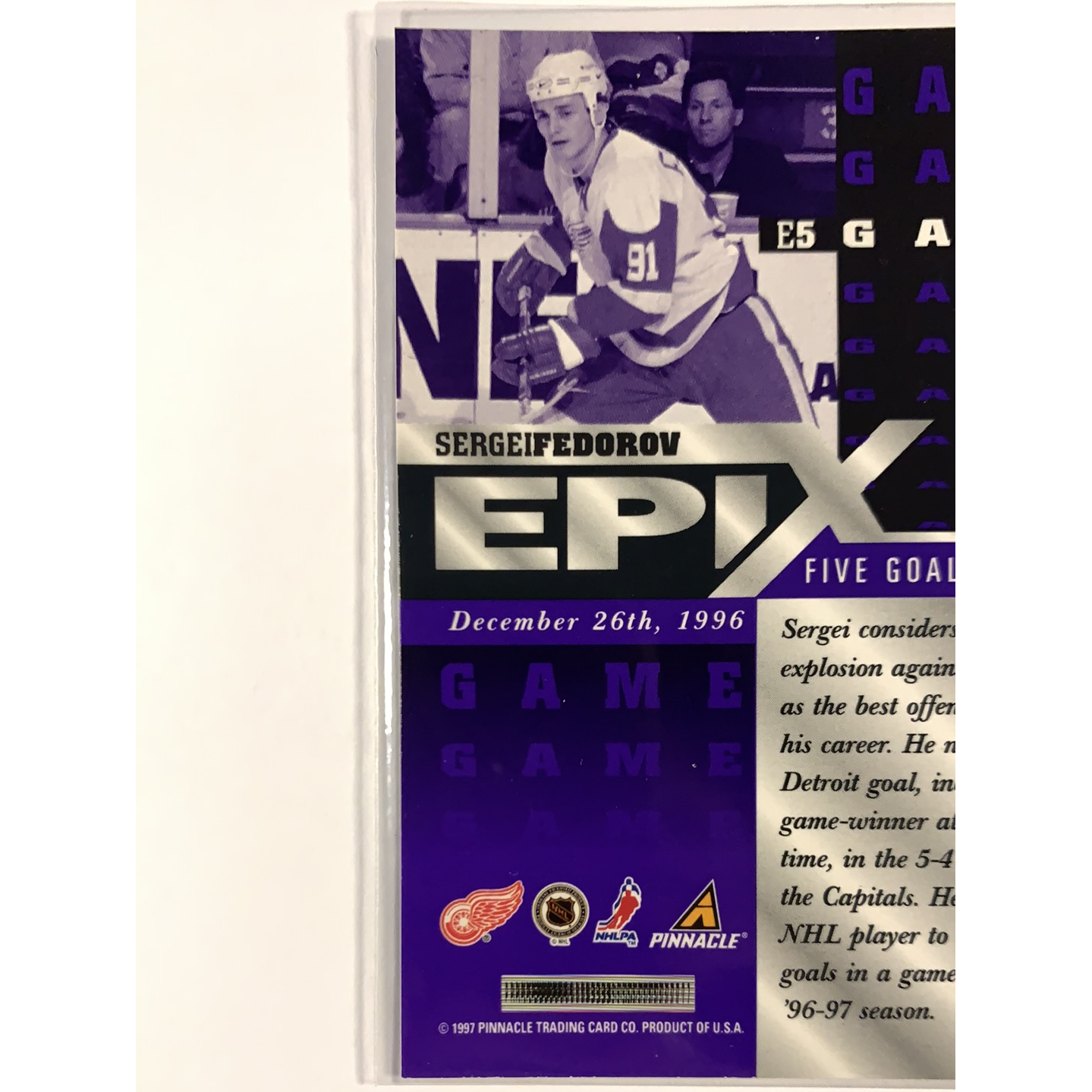 1997-98 Pinnacle Sergei Fedorov Epix Purple Game | Local Legends Cards & Collectibles