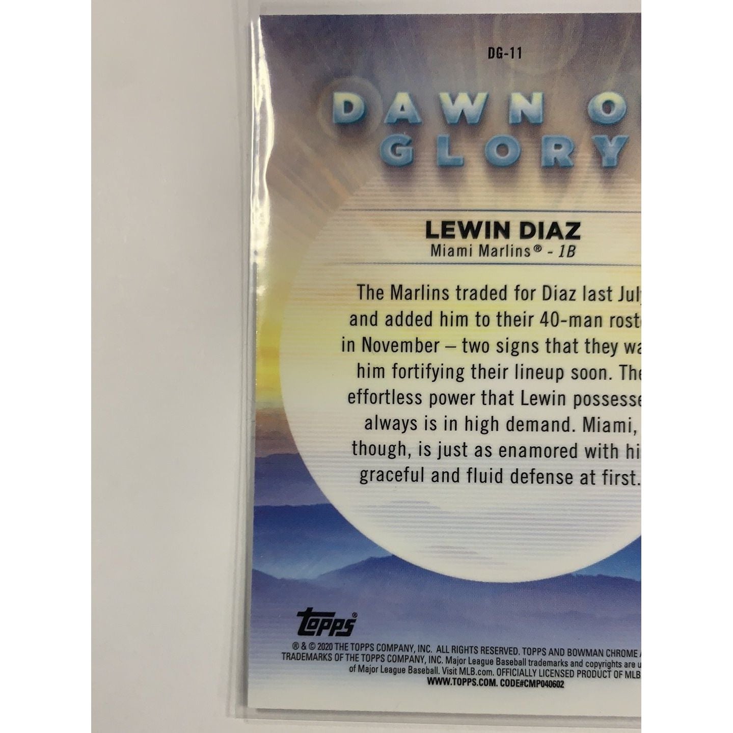 2020 Bowman Chrome Diaz Dawn Of Glory Mojo Refractor | Local Legends Cards & Collectibles