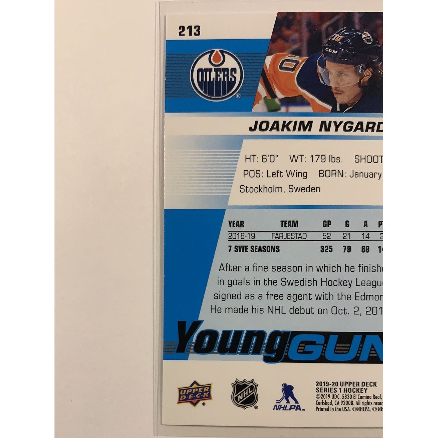 2019-20 Upper Deck Series 1 Joakim Nygard Young Guns | Local Legends Cards & Collectibles