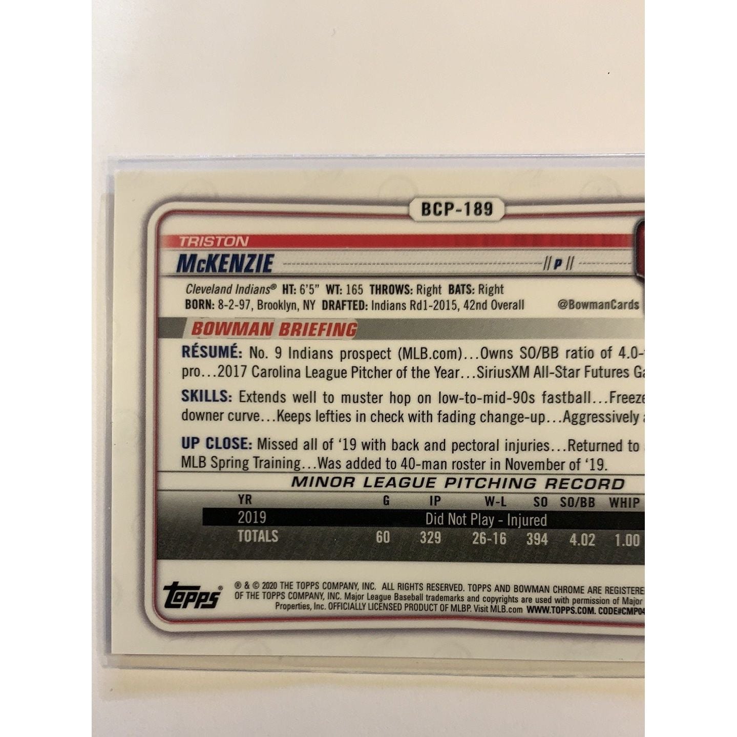 2020 Bowman Chrome Triston McKenzie Mojo Refractor | Local Legends Cards & Collectibles