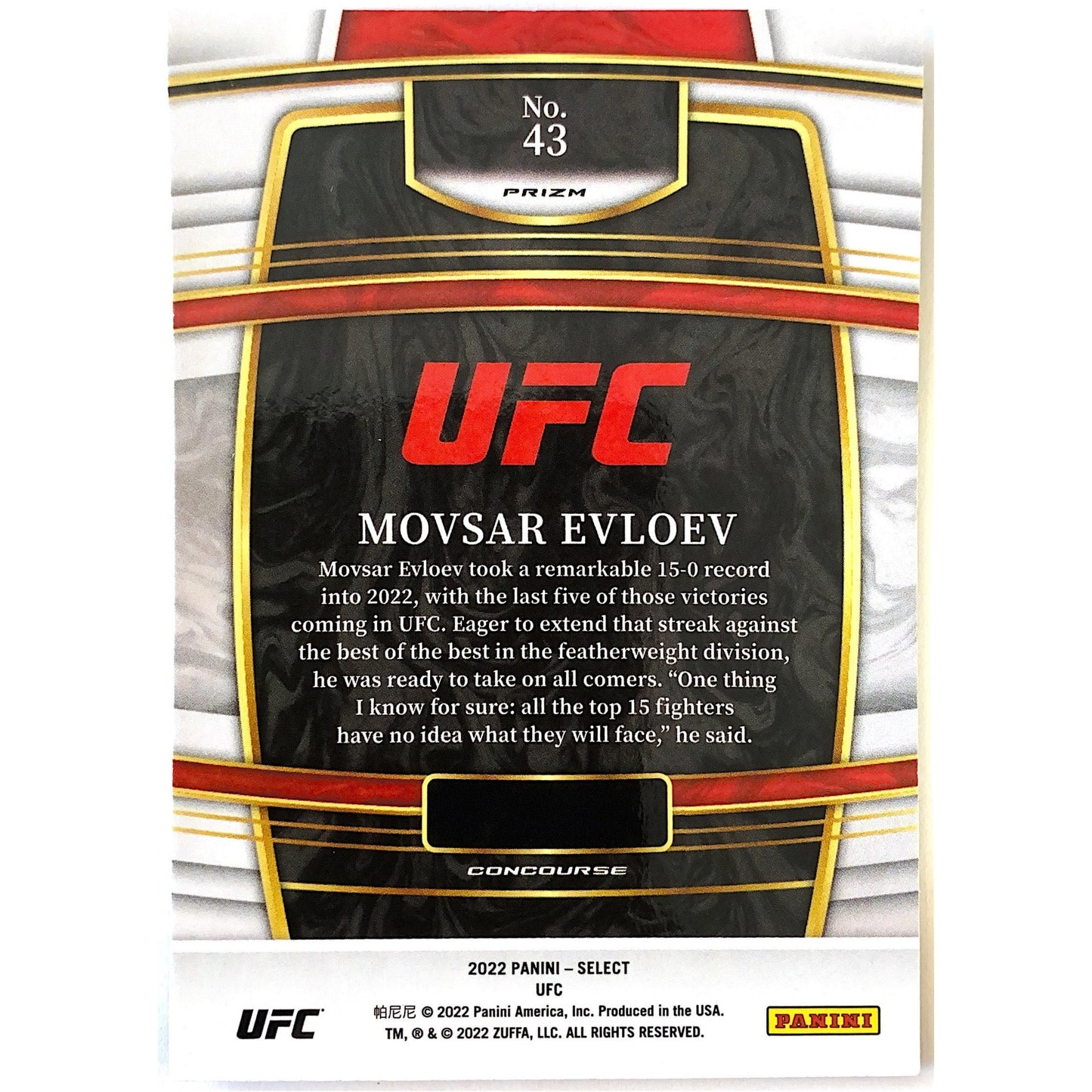 2022 Select Movsar Evloev Blue Holo Prizm RC | Local Legends Cards & Collectibles