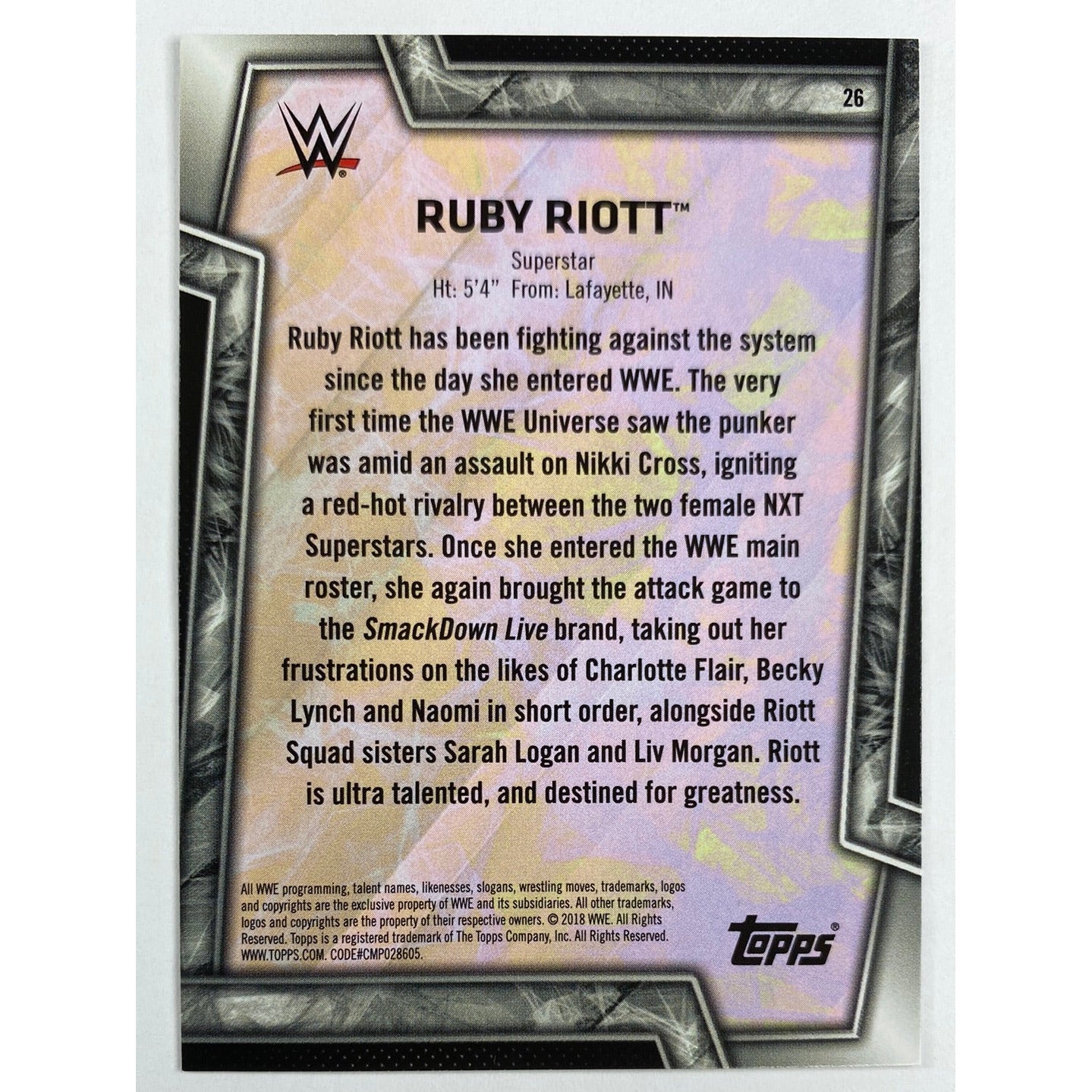 2018 Topps Ruby Riott RC | Local Legends Cards & Collectibles