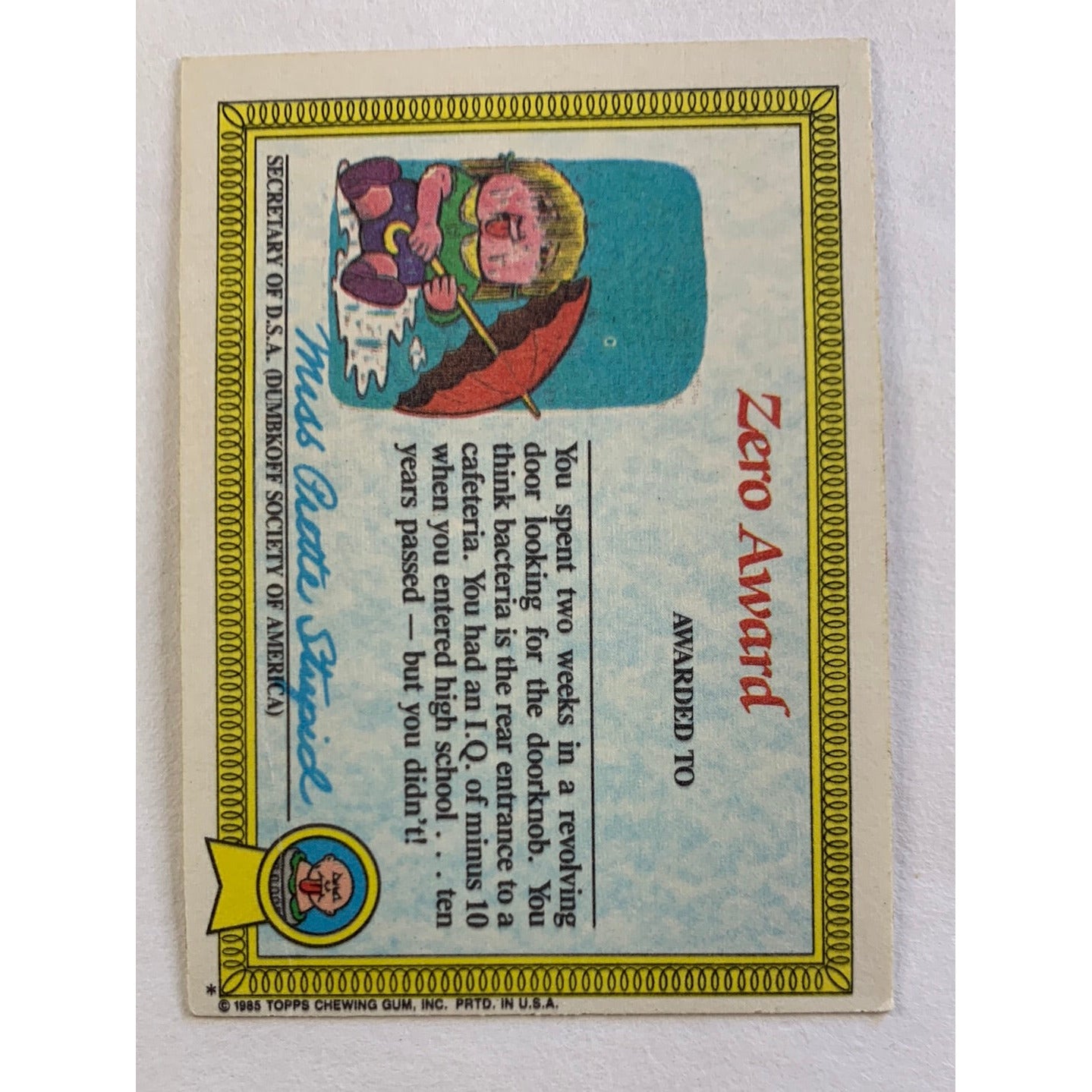 1985 Topps Garbage Pail Kids Mad Mike Die Cut