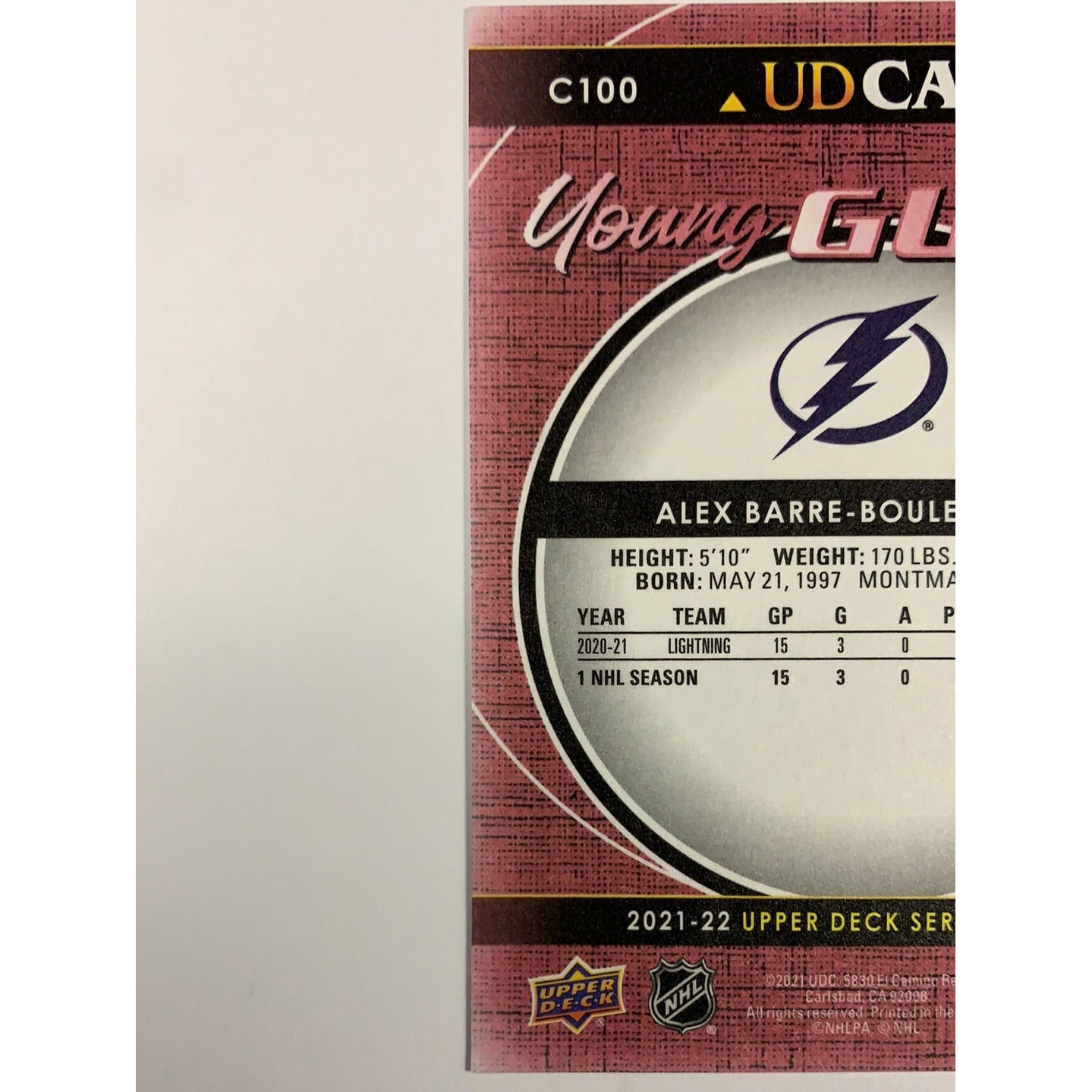 2021-22 Upper Deck Series 1 Alex Barre Boulet UD Canvas Young Guns | Local Legends Cards & Collectibles